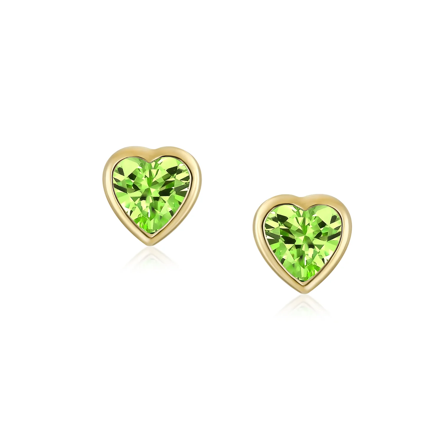 Romantic Love Tiny Mini Cubic Zirconia Aqua Blue CZ Heart Stud Earrings 14K Yellow Gold - Image 14