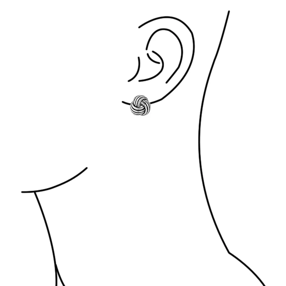 Rope Cable Twist Love Knot Button Clip On Earrings Black Silver Plated Non-Pierced Ears - Image 4