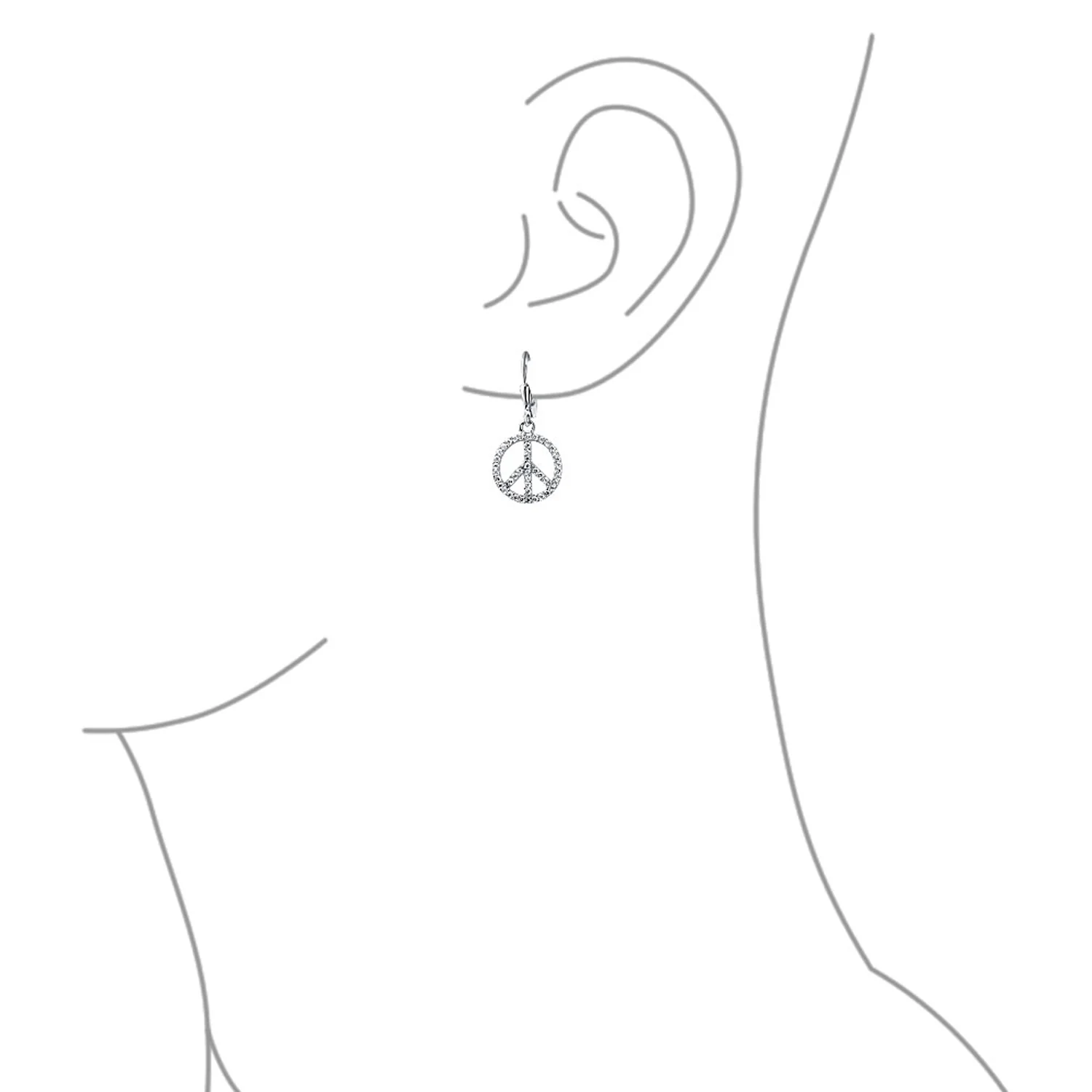 Rose Gold Dangle Chandelier Earrings with Peace Sign & CZ Pave Sterling Silver - Image 9