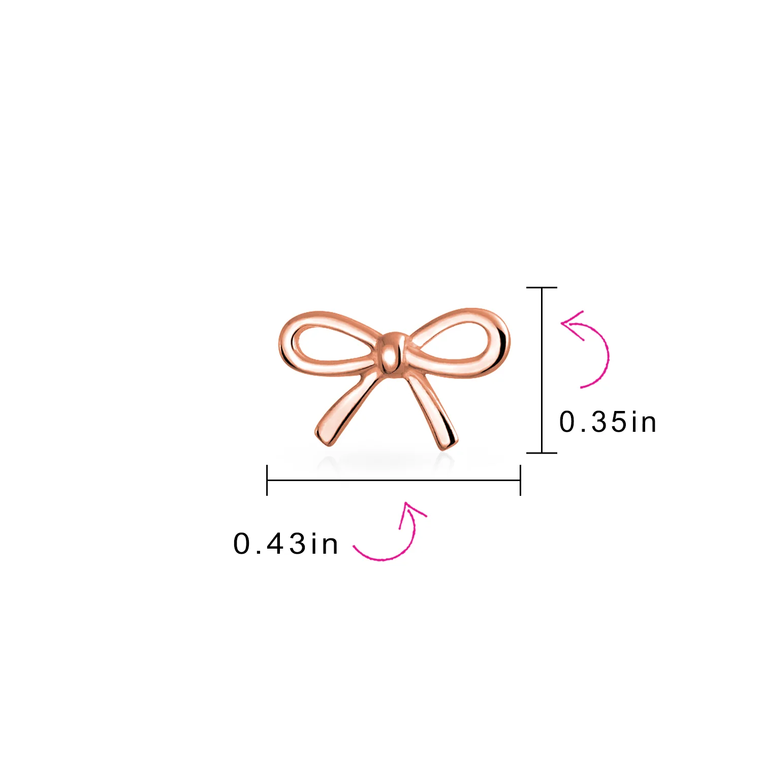 Simple Dainty Ribbon Bow Stud Earrings Rose Gold Plated .925 Sterling Silver - Image 8