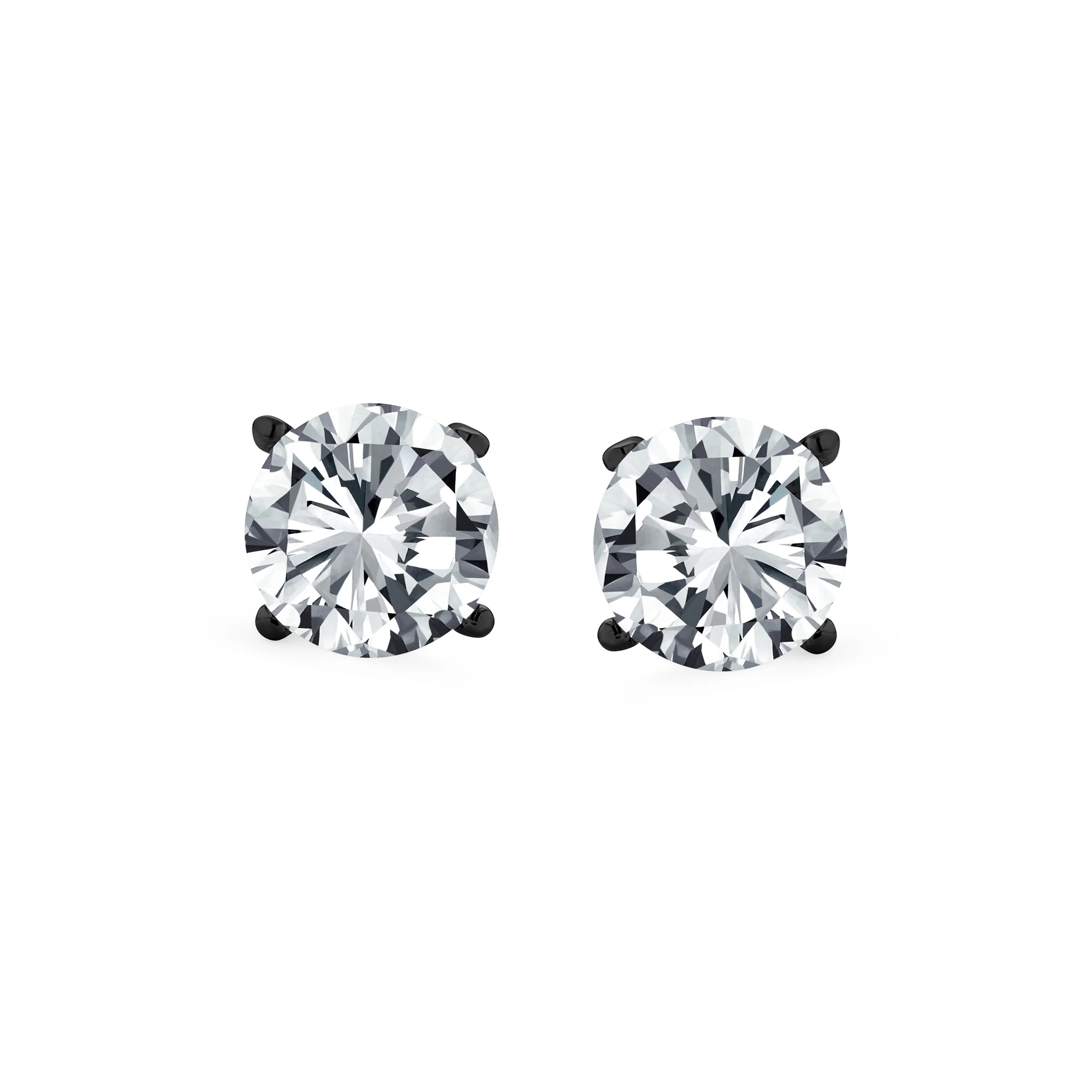 Round Brilliant Cut CZ Stud Earrings Screw Back Rose Gold Sterling Silver 5-9 MM - Image 12