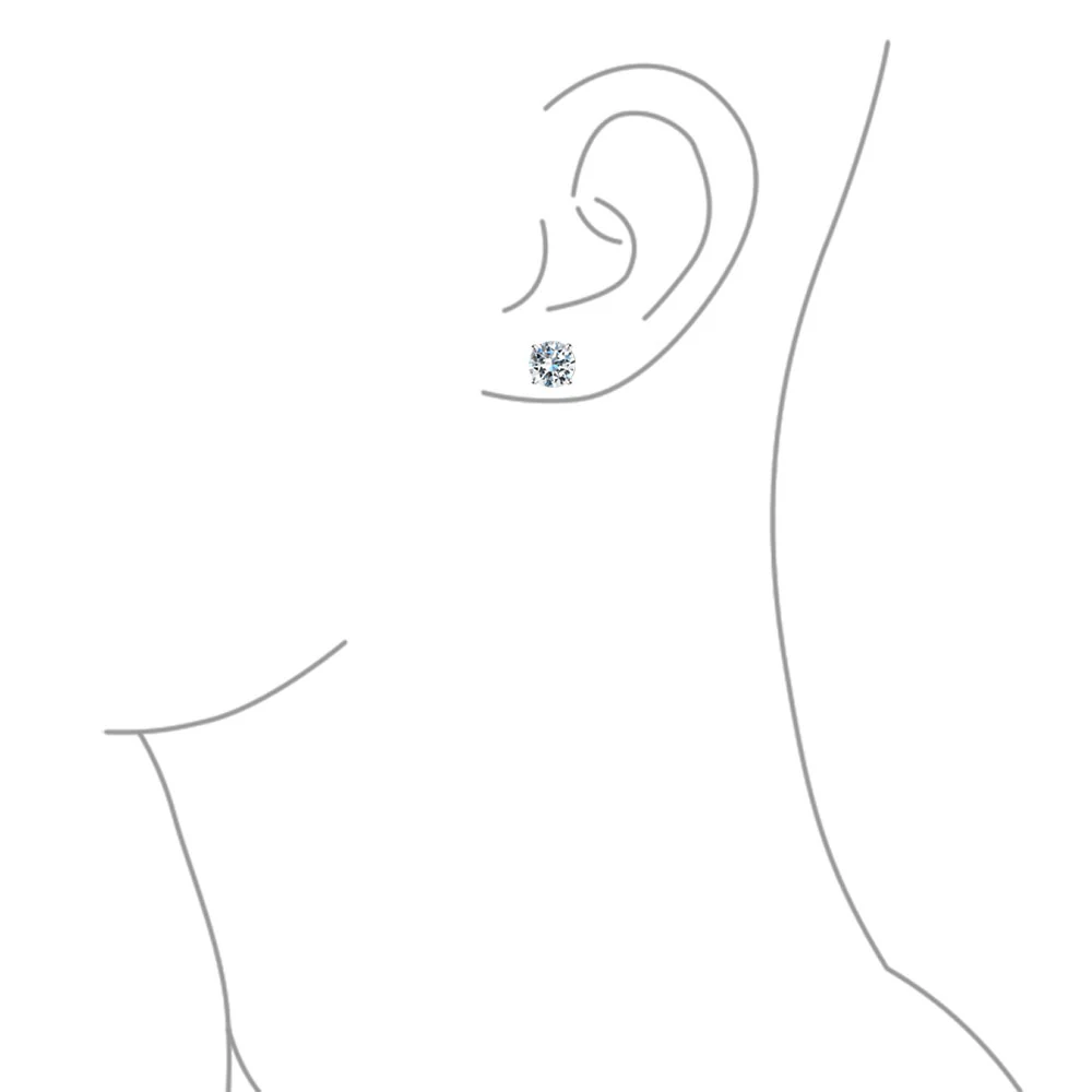 Round Brilliant Cut CZ Stud Earrings Screw Back Rose Gold Sterling Silver 5-9 MM - Image 14