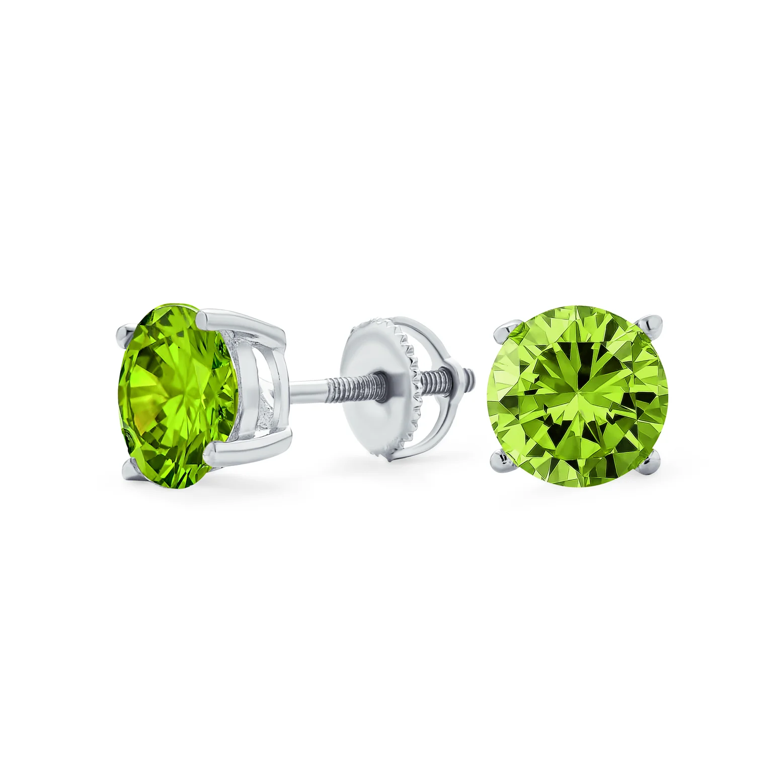 Round Brilliant Cut CZ Stud Earrings Screw Back Rose Gold Sterling Silver 5-9 MM - Image 3