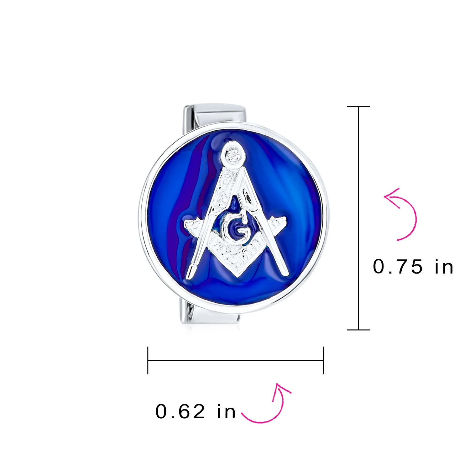 Freemasons Compass Masonic Cufflinks Blue Enamel .925 Sterling Silver - Image 5