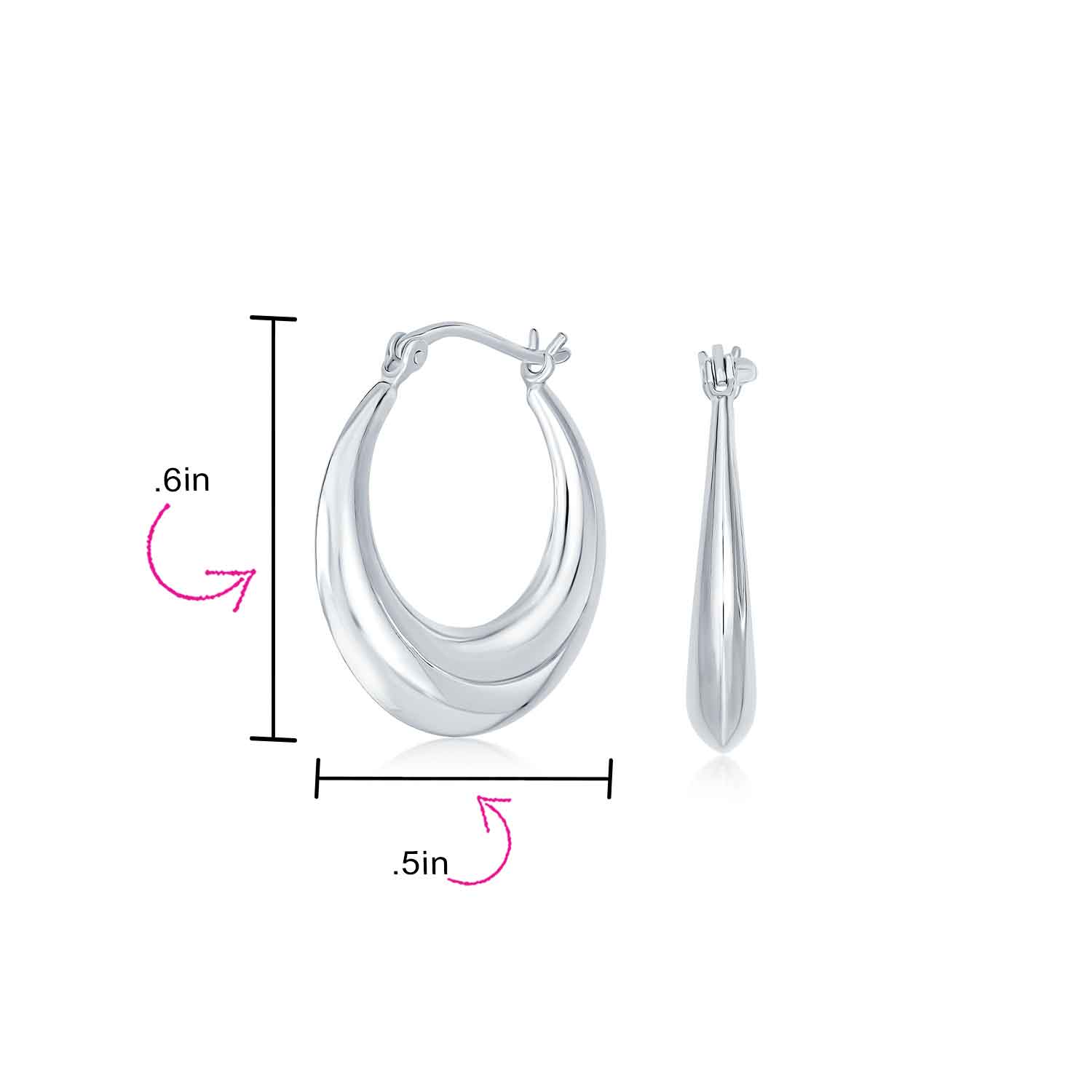 Round Crescent Tapered Tube Hoop Earrings Sterling Silver Hinged Notched Post - Image 4