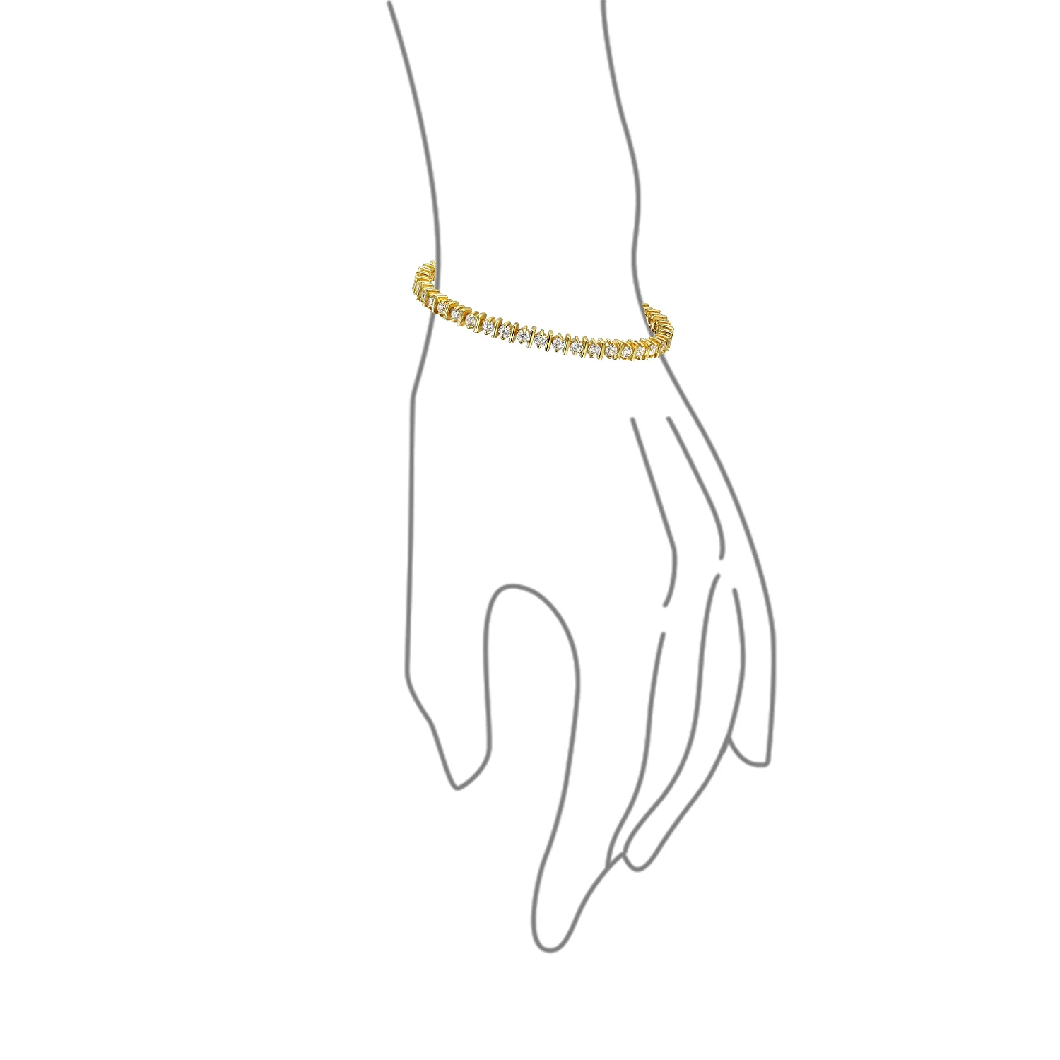 Round CZ Tennis Bracelet & Solitaire Stud Earrings Set Gold Plated Silver - Image 4
