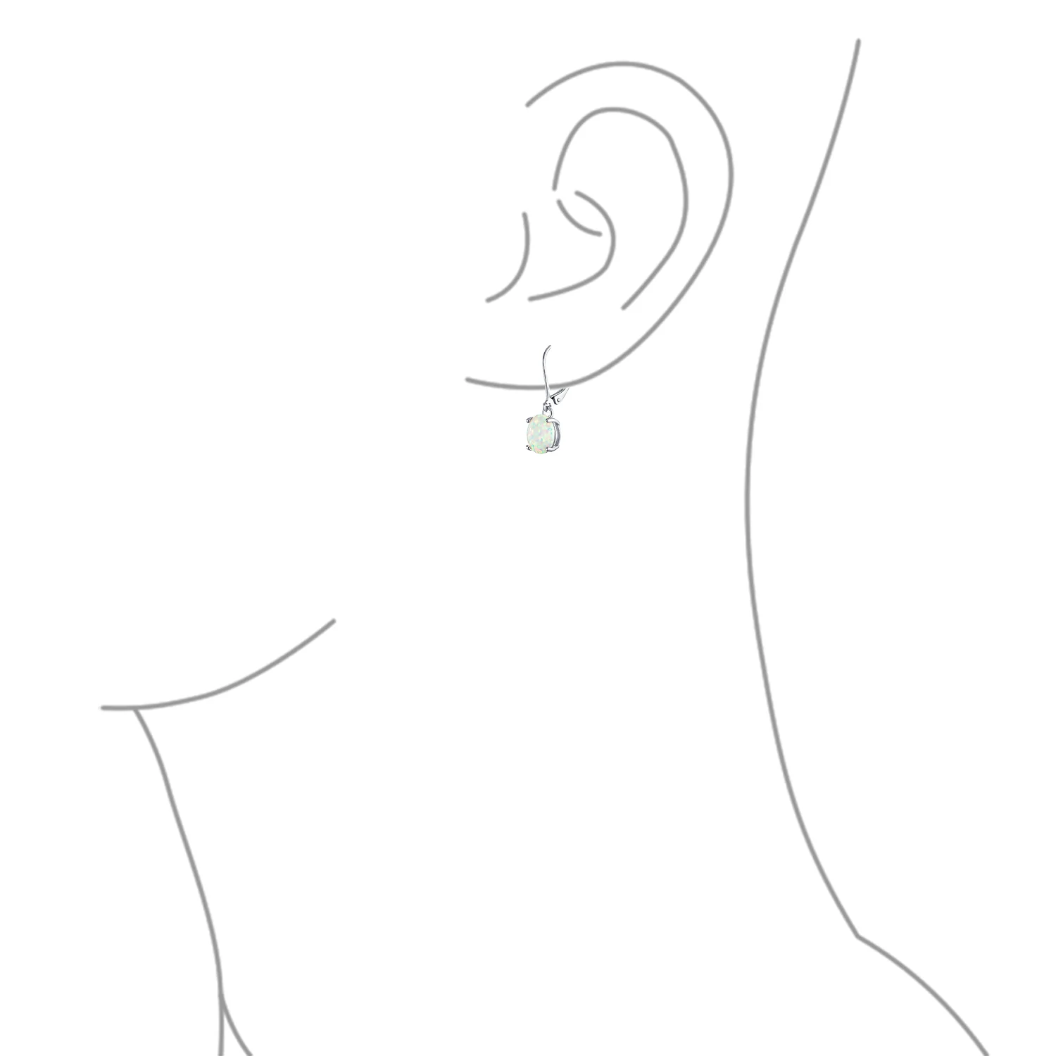 Round Solitaire Created Opal Lever back Drop Dangle Earrings Sterling Silver 8MM - Image 13
