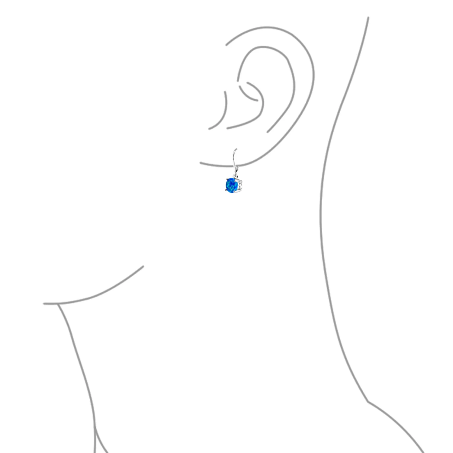 Round Solitaire Created Opal Lever back Drop Dangle Earrings Sterling Silver 8MM - Image 16