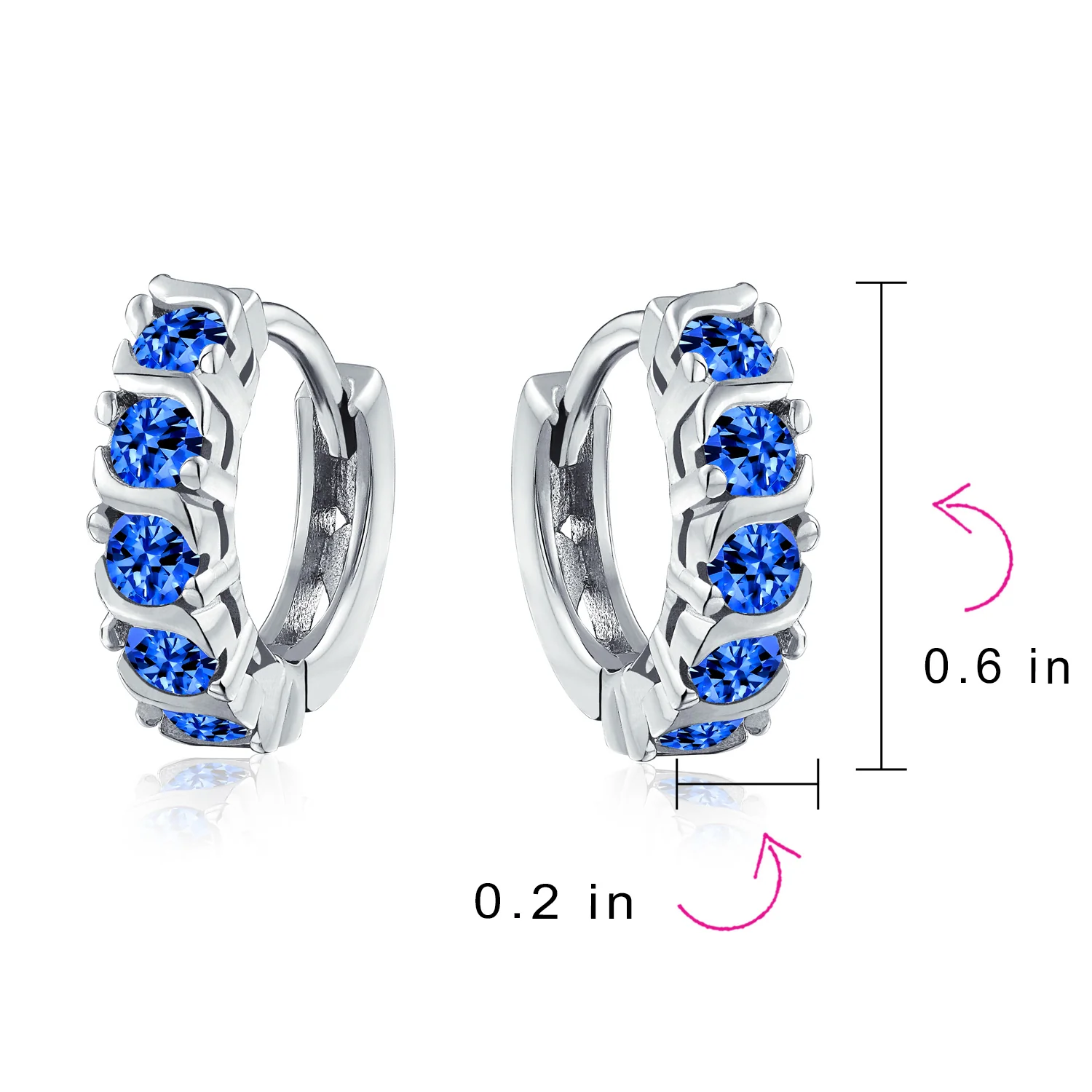 Round Solitaire CZ S-Style Wave Kpop Huggie Hoop Earrings Sterling Silver - Image 12
