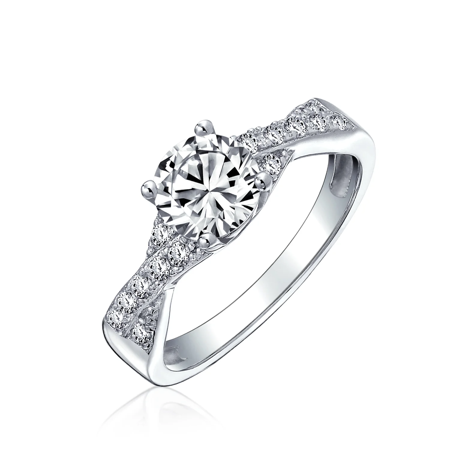 2CT Solitaire Pave CZ Cubic Zirconia Infinity Engagement Ring .925 Sterling Silver - Image 2