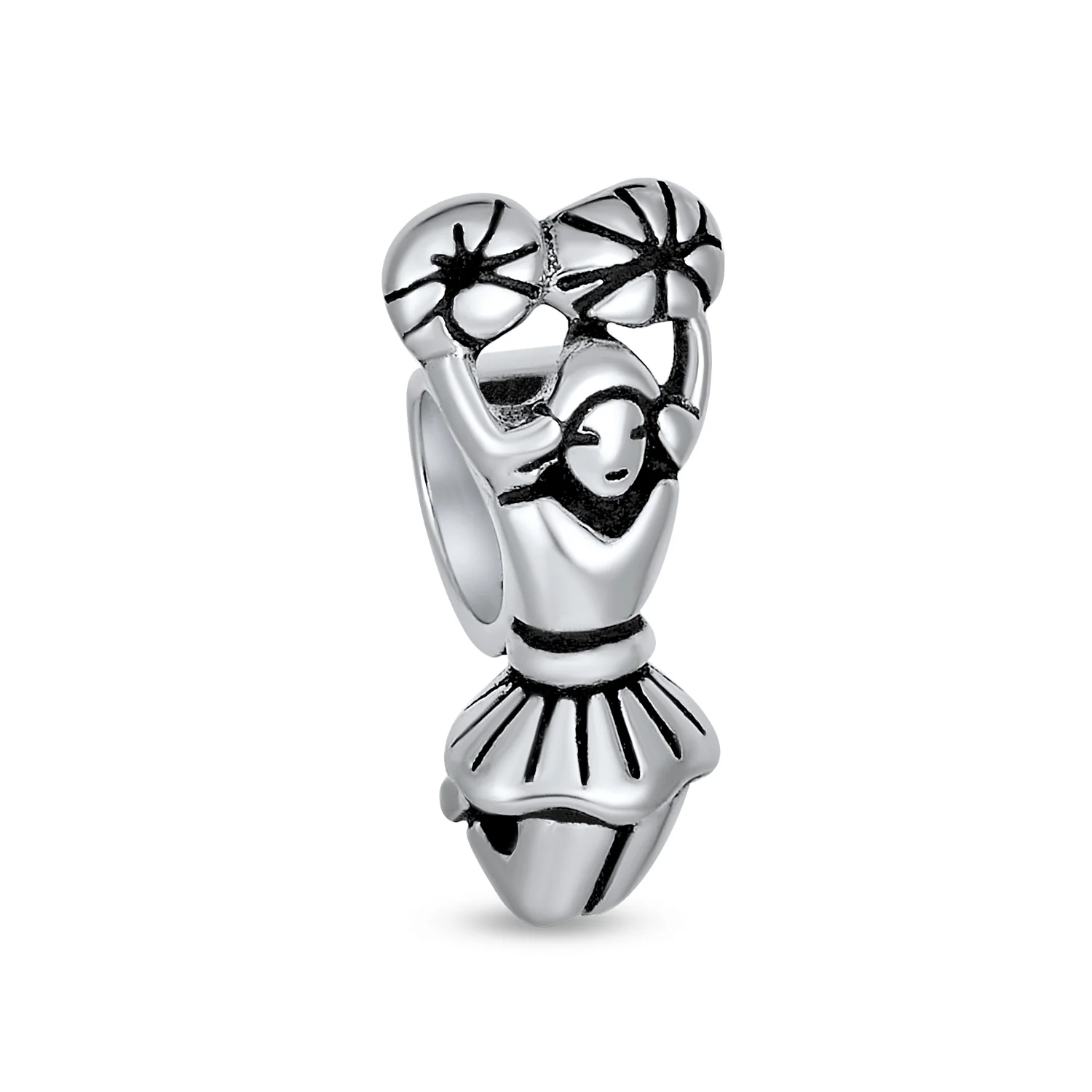Set of 2 USA Rugby Sports & School Spirit Cheerleader Charm Bead Sterling Silver - Image 2