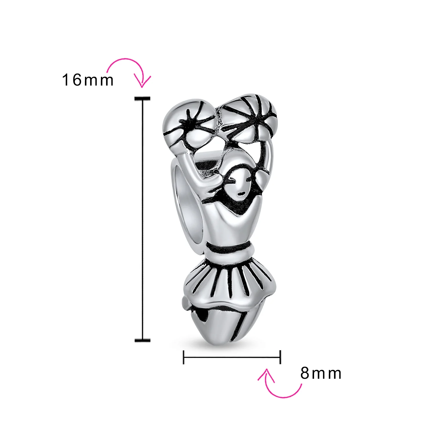 Set of 2 USA Rugby Sports & School Spirit Cheerleader Charm Bead Sterling Silver - Image 4