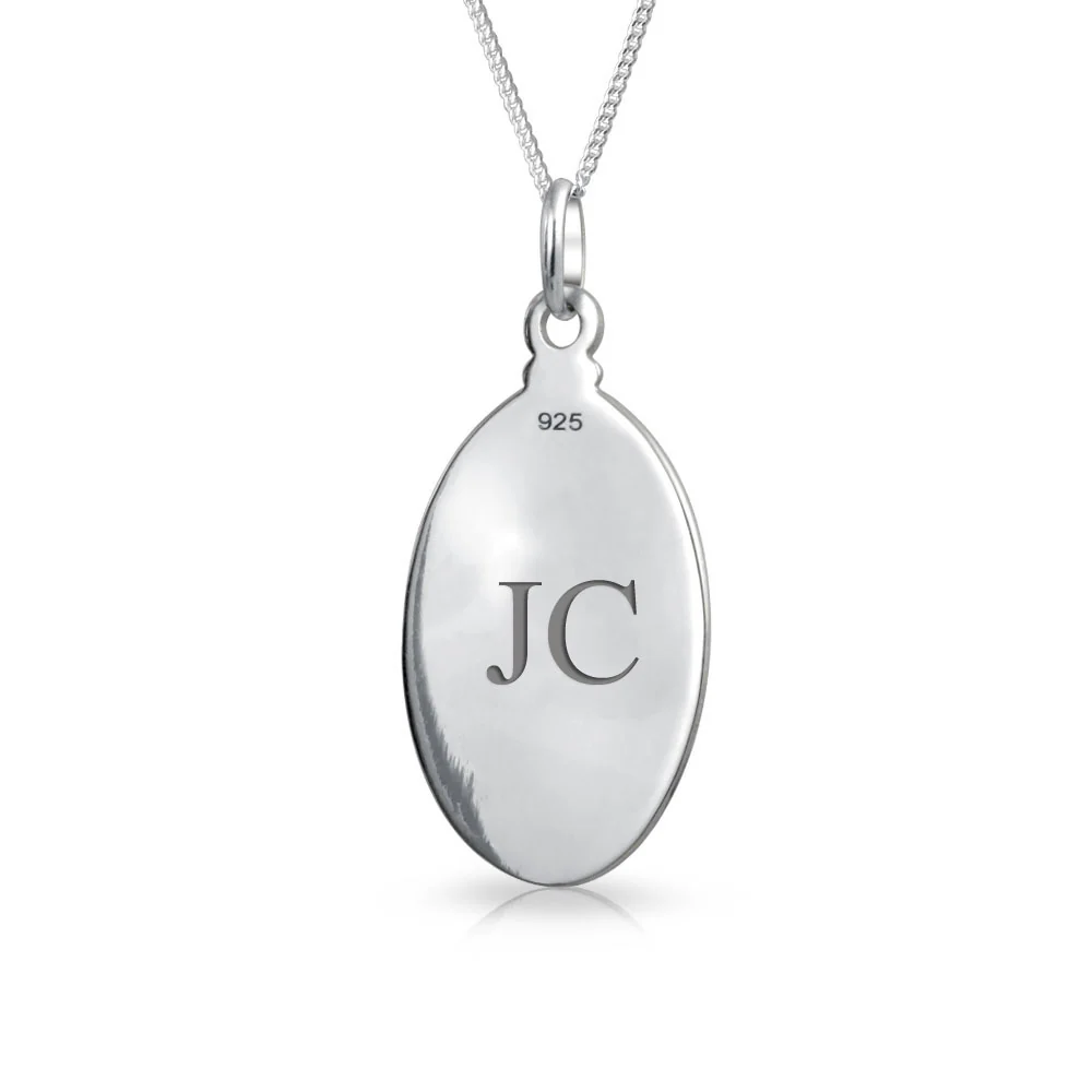 Religious Patron of Safe Travel Saint Christopher Oval Medal Pendant Necklace Silver - Image 4