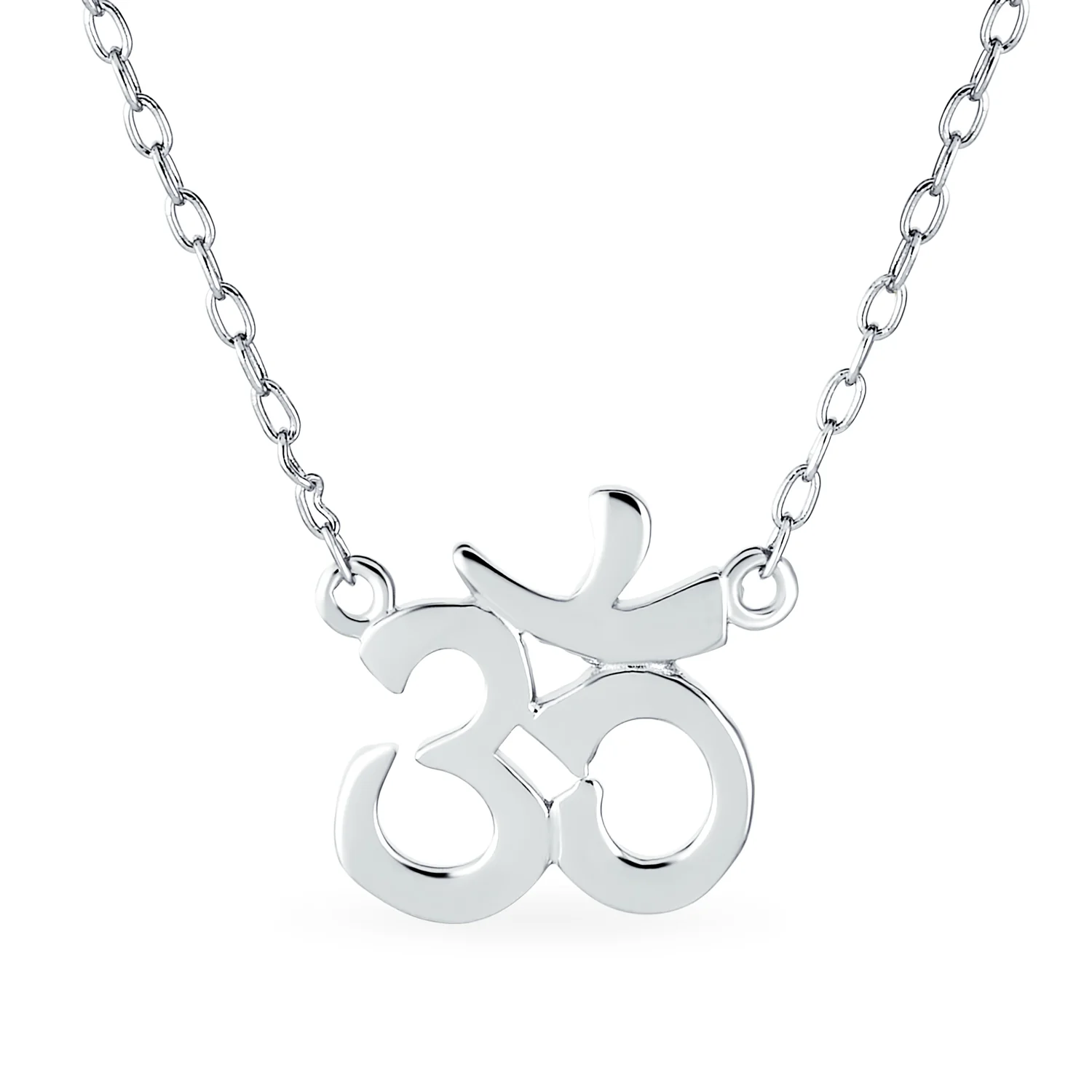 Sanskrit Yoga Harmony Aum Om Pendant Necklace Rose Gold Plated Sterling Silver