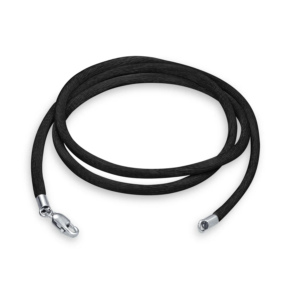 Set of 3 Satin Black Silk Cord Necklace for Pendant Layering 14, 18 & 24 Inch - Image 3