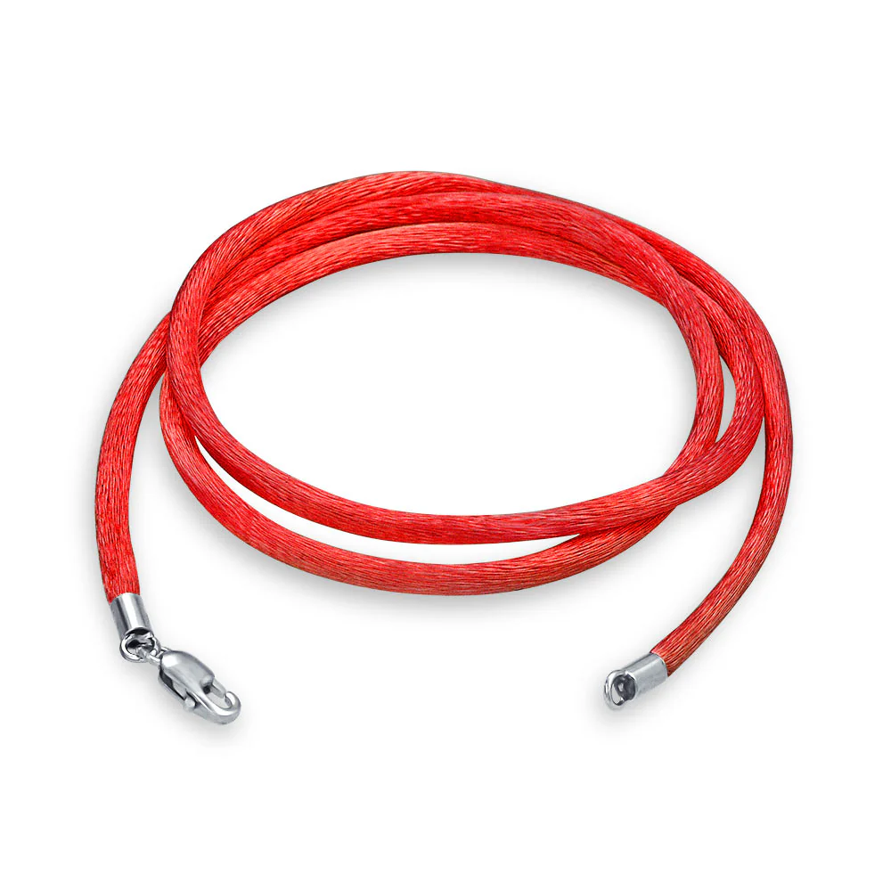 1MM Satin Silk Cord Chain Necklace .925 Sterling Silver Lobster Clasp Red 20 Inch - Image 3