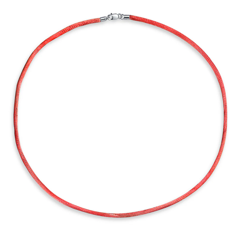 1MM Satin Silk Cord Chain Necklace .925 Sterling Silver Lobster Clasp Red 20 Inch - Image 6