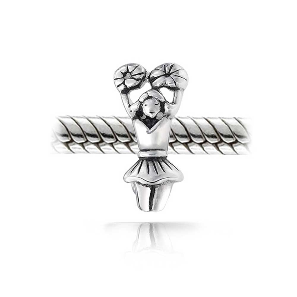 School Spirit Cheerleader Charm Bead Sterling Silver for European Bracelet - Image 3