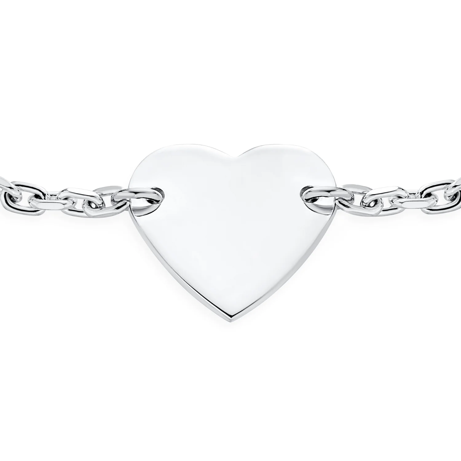 Script or Block Letter A-Z Initial Monogram Heart ID Bracelet Sterling Silver - Image 23