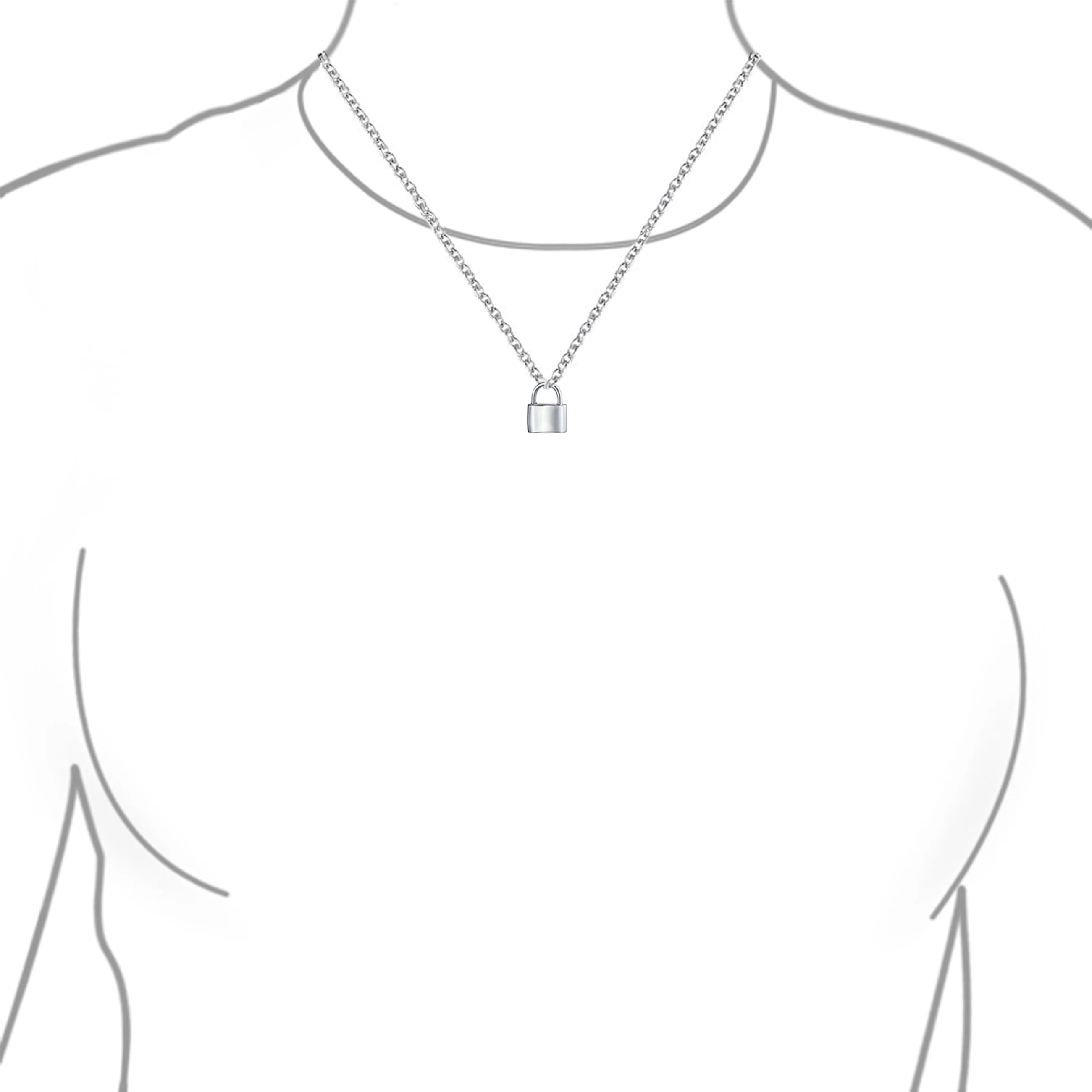 Functional Lock Pendant Charm Lovers Padlock Necklace Gold Plated Silver 16 Inch - Image 108