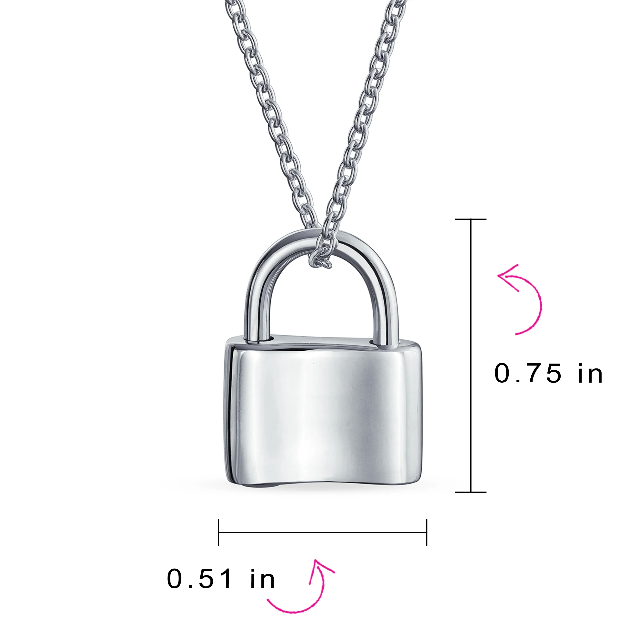 Functional Lock Pendant Charm Lovers Padlock Necklace Gold Plated Silver 16 Inch - Image 171