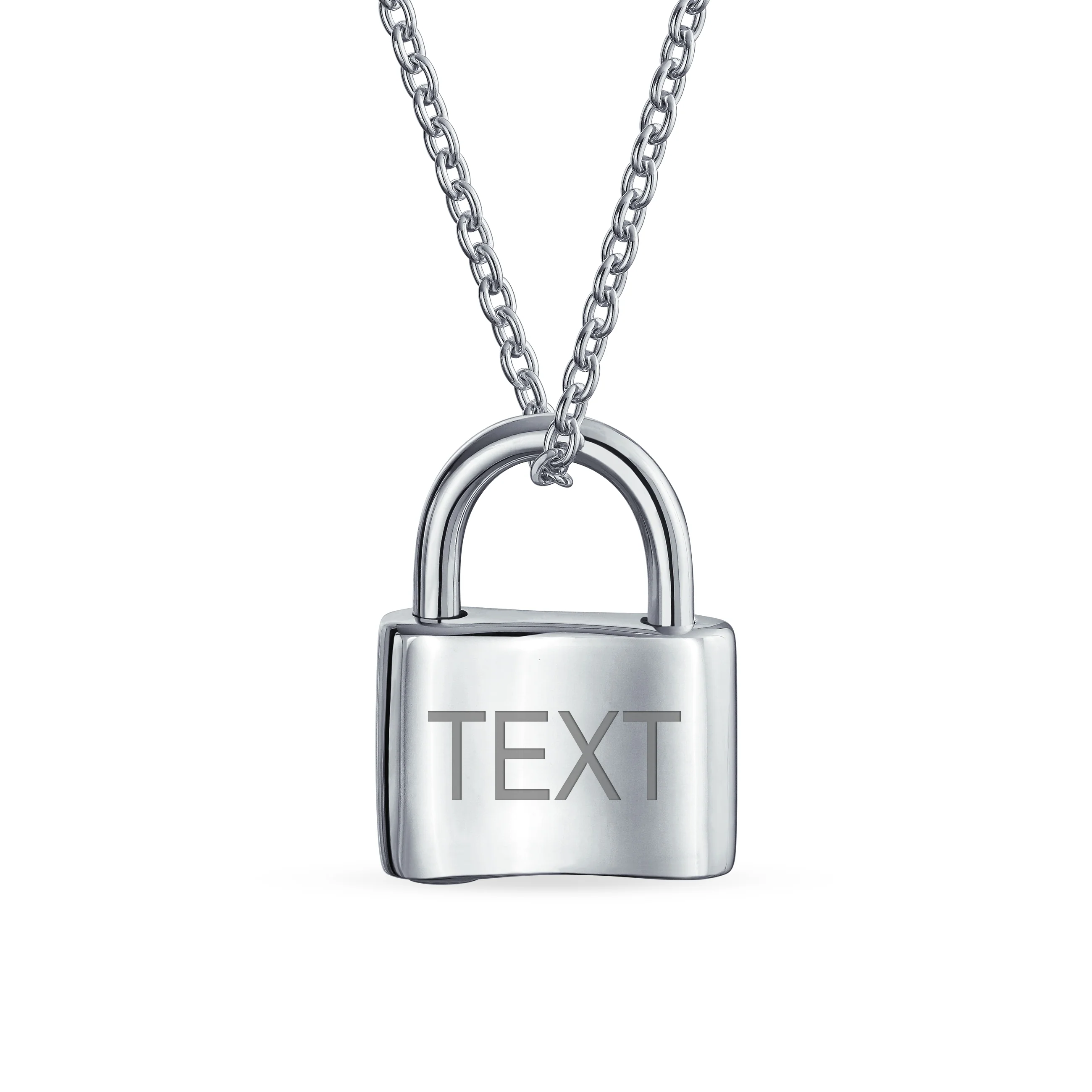 Functional Lock Pendant Charm Lovers Padlock Necklace Gold Plated Silver 16 Inch - Image 197