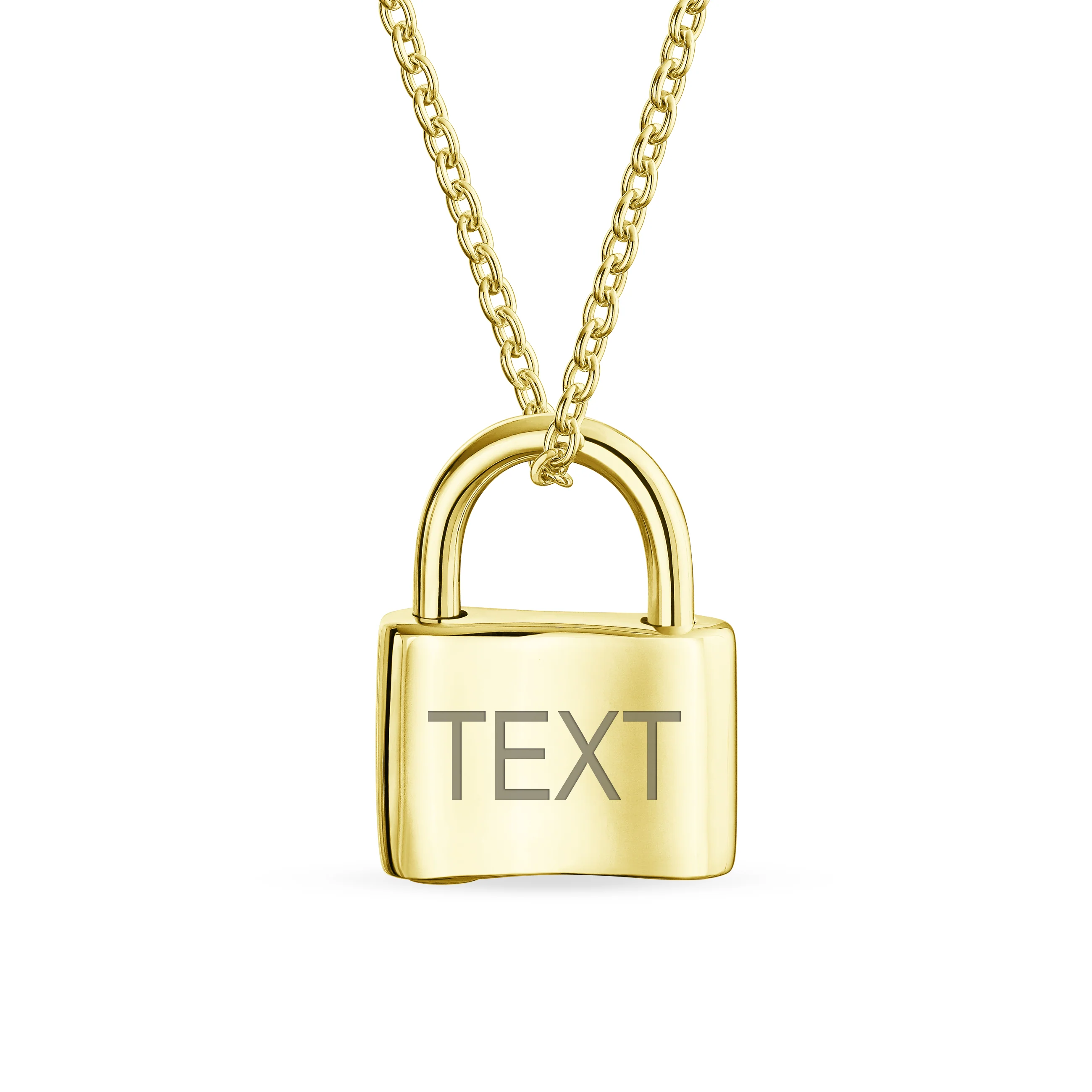 Functional Lock Pendant Charm Lovers Padlock Necklace Gold Plated Silver 16 Inch - Image 198