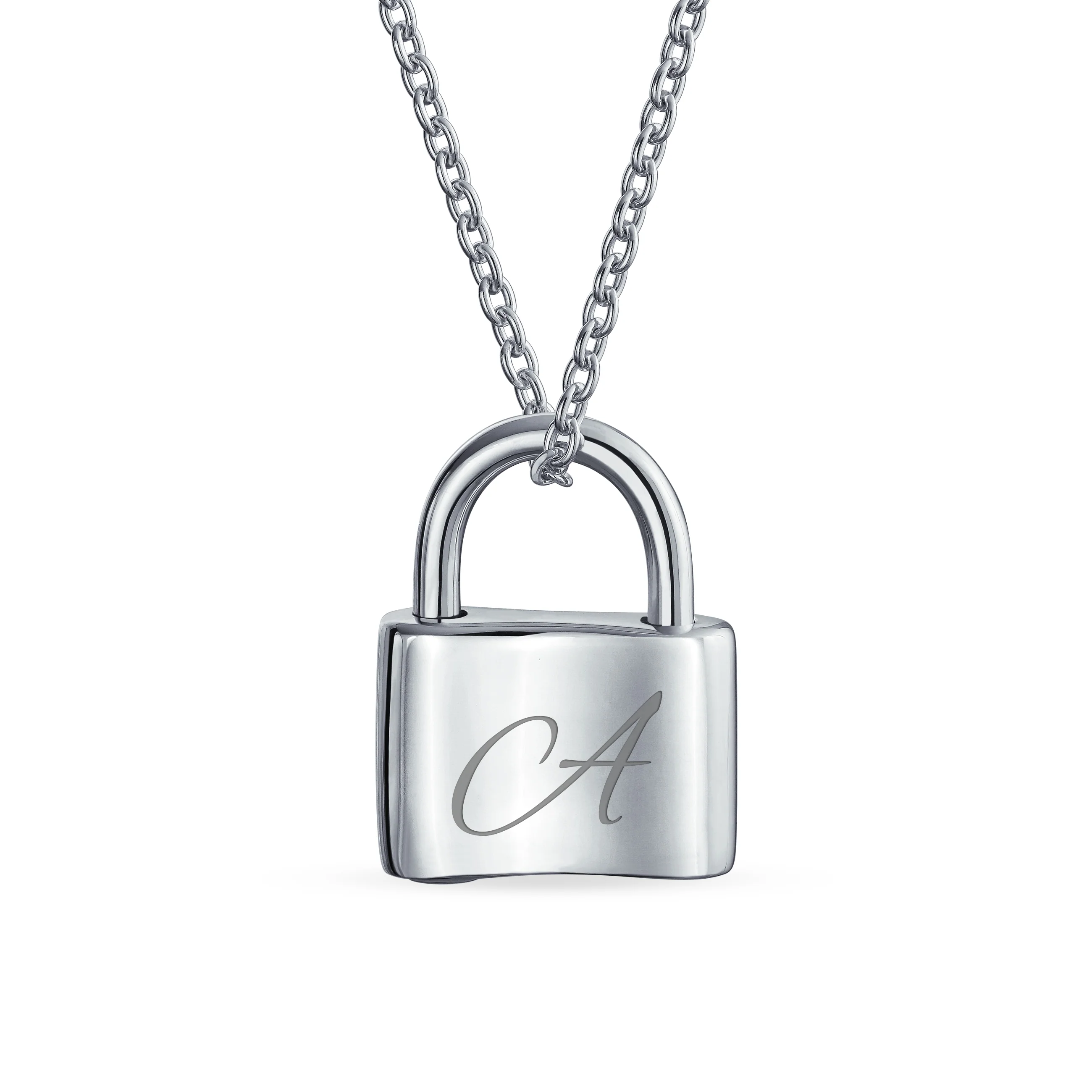 Functional Lock Pendant Charm Lovers Padlock Necklace Gold Plated Silver 16 Inch - Image 3