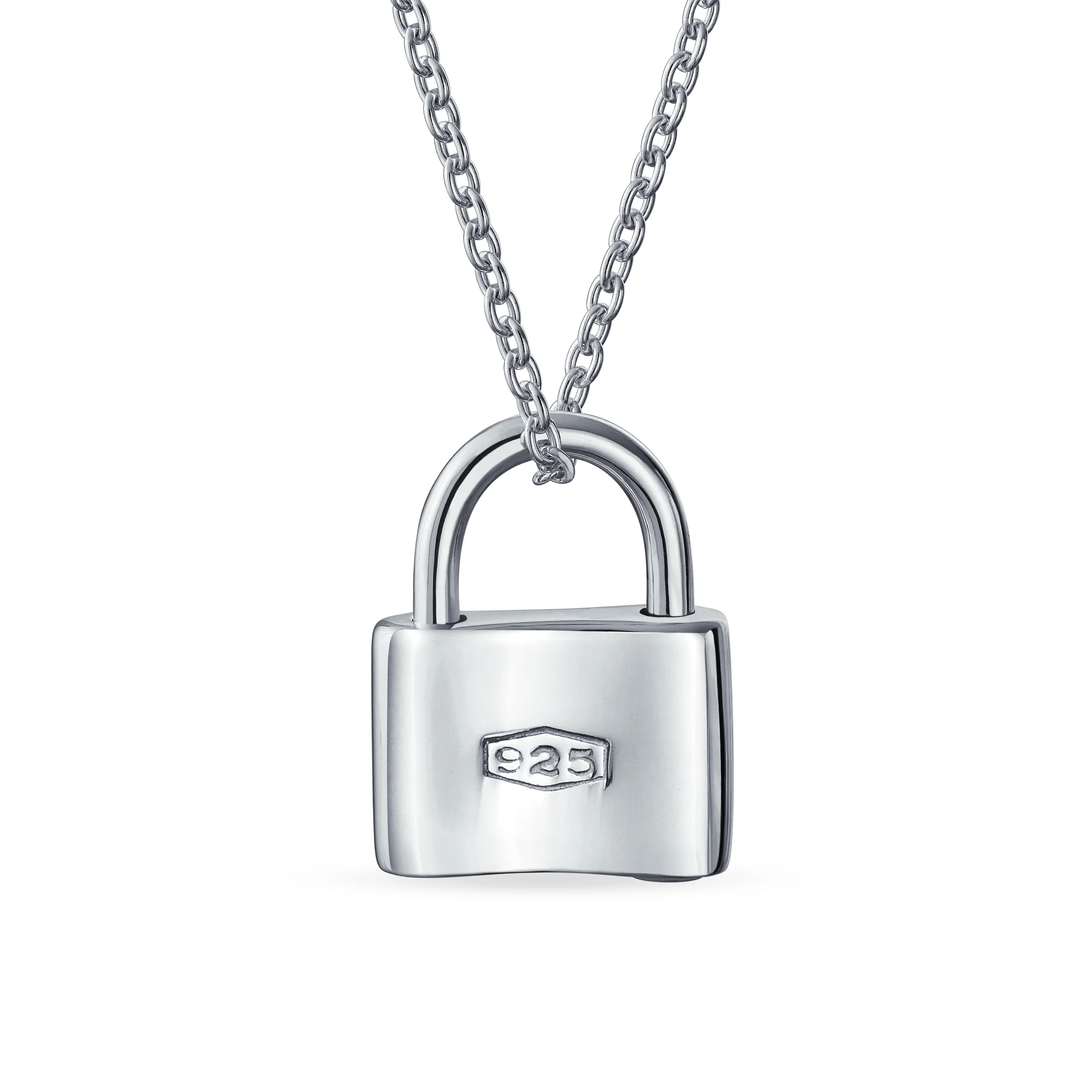Functional Lock Pendant Charm Lovers Padlock Necklace Gold Plated Silver 16 Inch - Image 74
