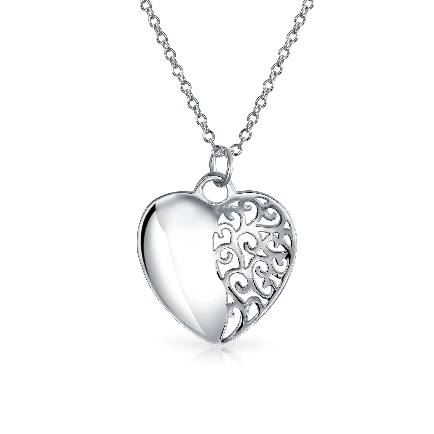 Inspirational Words Heart Shape Mother Daughter Forever Pendant Necklace .925 Sterling Silver - Image 2