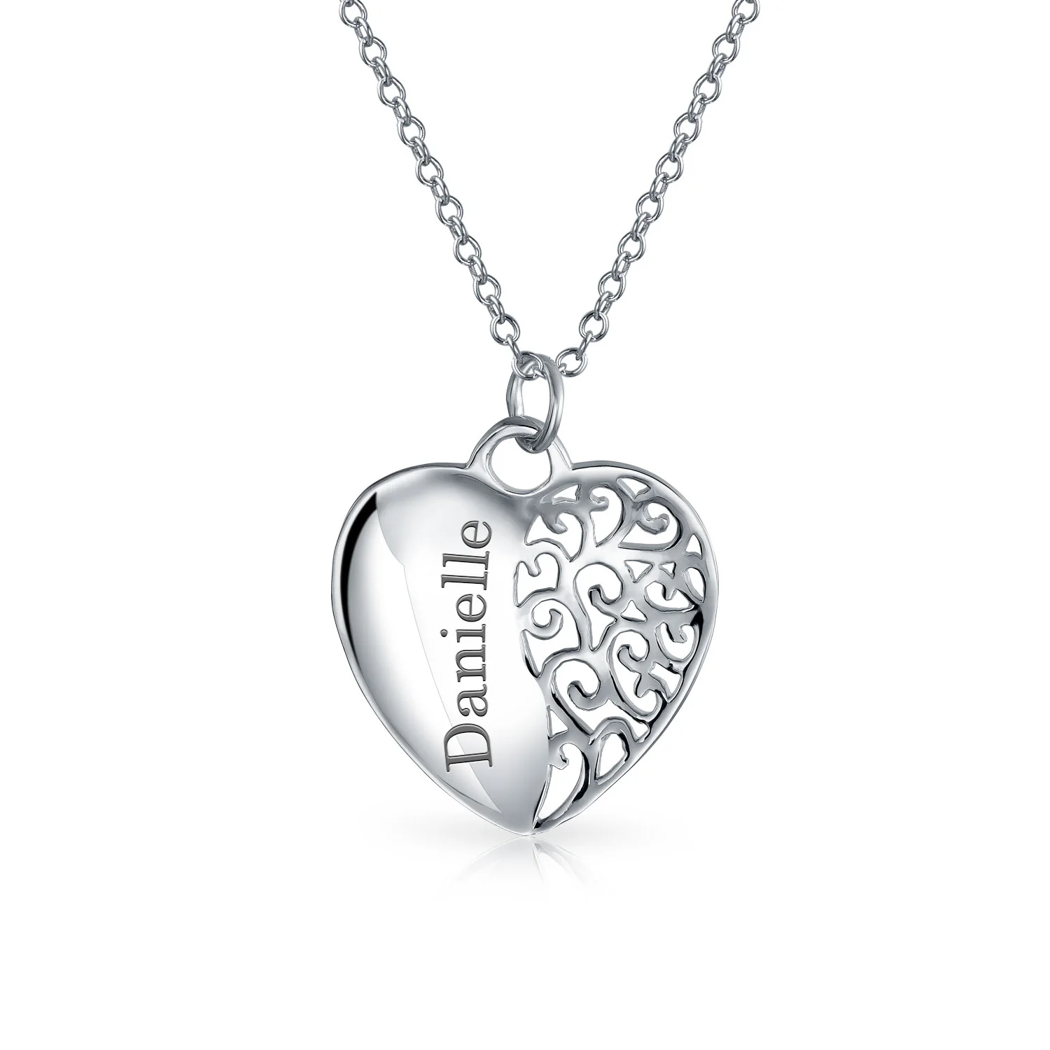 Inspirational Words Heart Shape Mother Daughter Forever Pendant Necklace .925 Sterling Silver - Image 4