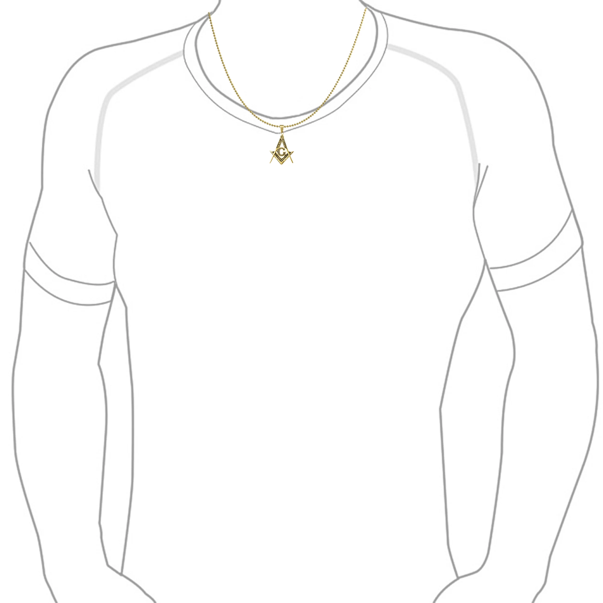 Set of 2 Freemason Masonic Symbol Pendant Necklace Silver Gold Plated Oxidized - Image 6