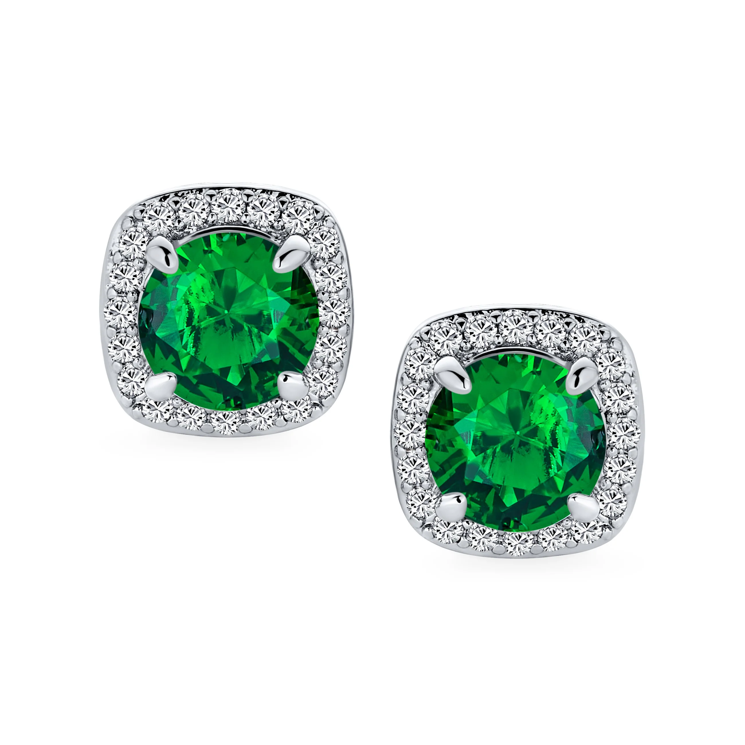 Set of 2 Black Clear 2CT Round CZ Solitaire Halo Clip-On Earrings Silver Plated - Image 4