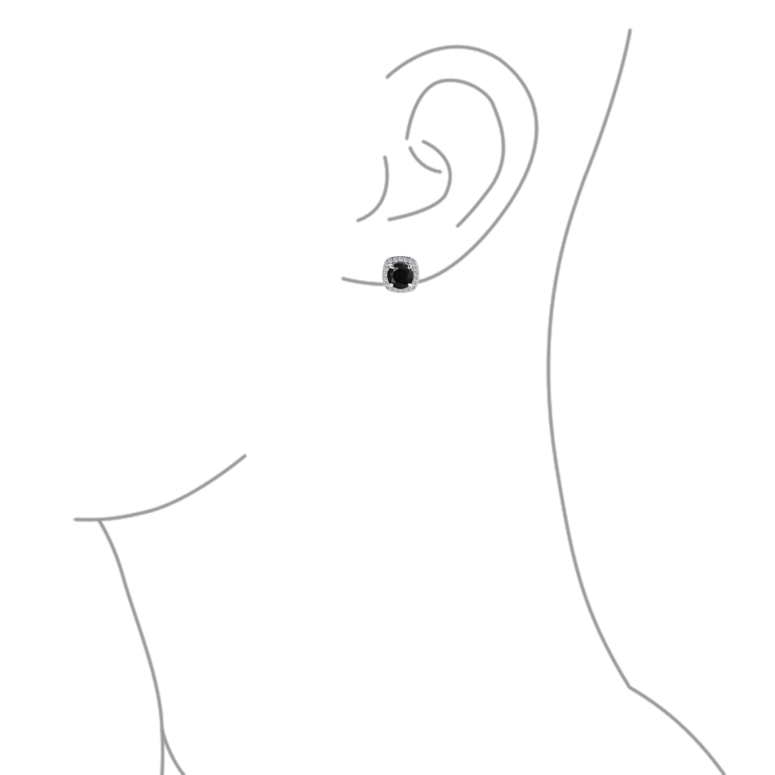 Set of 2 Black Clear 2CT Round CZ Solitaire Halo Clip-On Earrings Silver Plated - Image 5