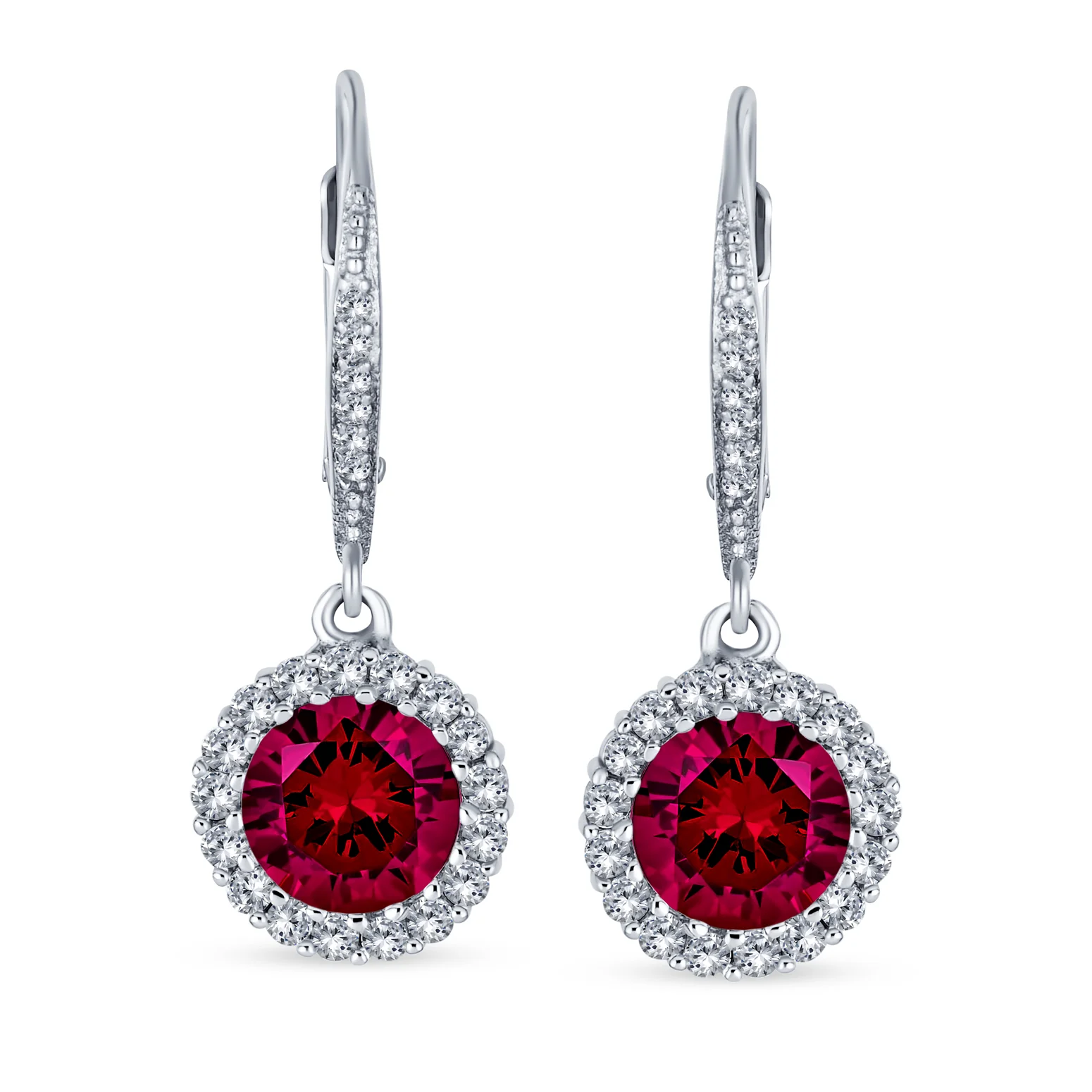 Set of 2 3CT Halo Solitaire CZ Dangle Earrings Rose Gold & Gold Plated Silver - Image 12