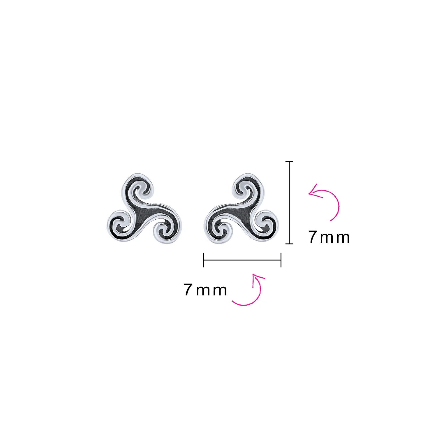 Set of 2 Ancient Celtic Triskele Stud Earrings in Oxidized Sterling Silver - Image 5