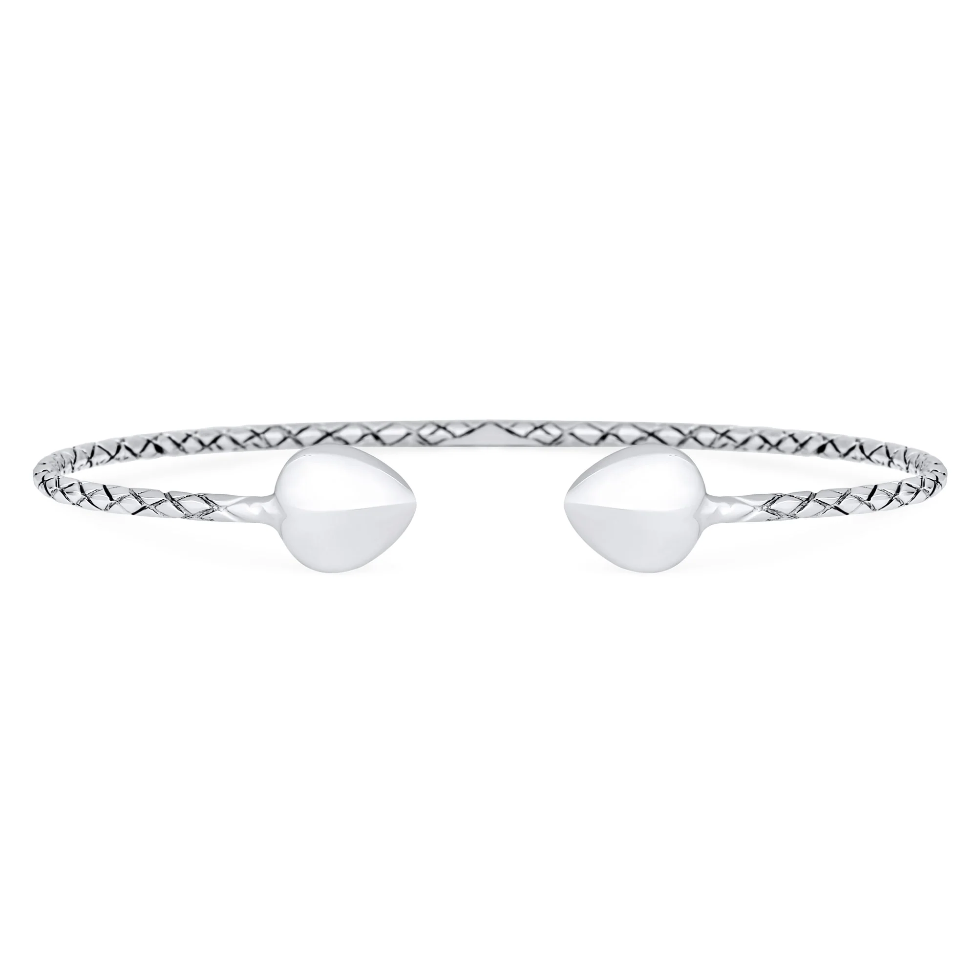 Set of 2 Boho Western Arrow Heart Tip Twist Stackable Bangle Bracelet Silver - Image 3
