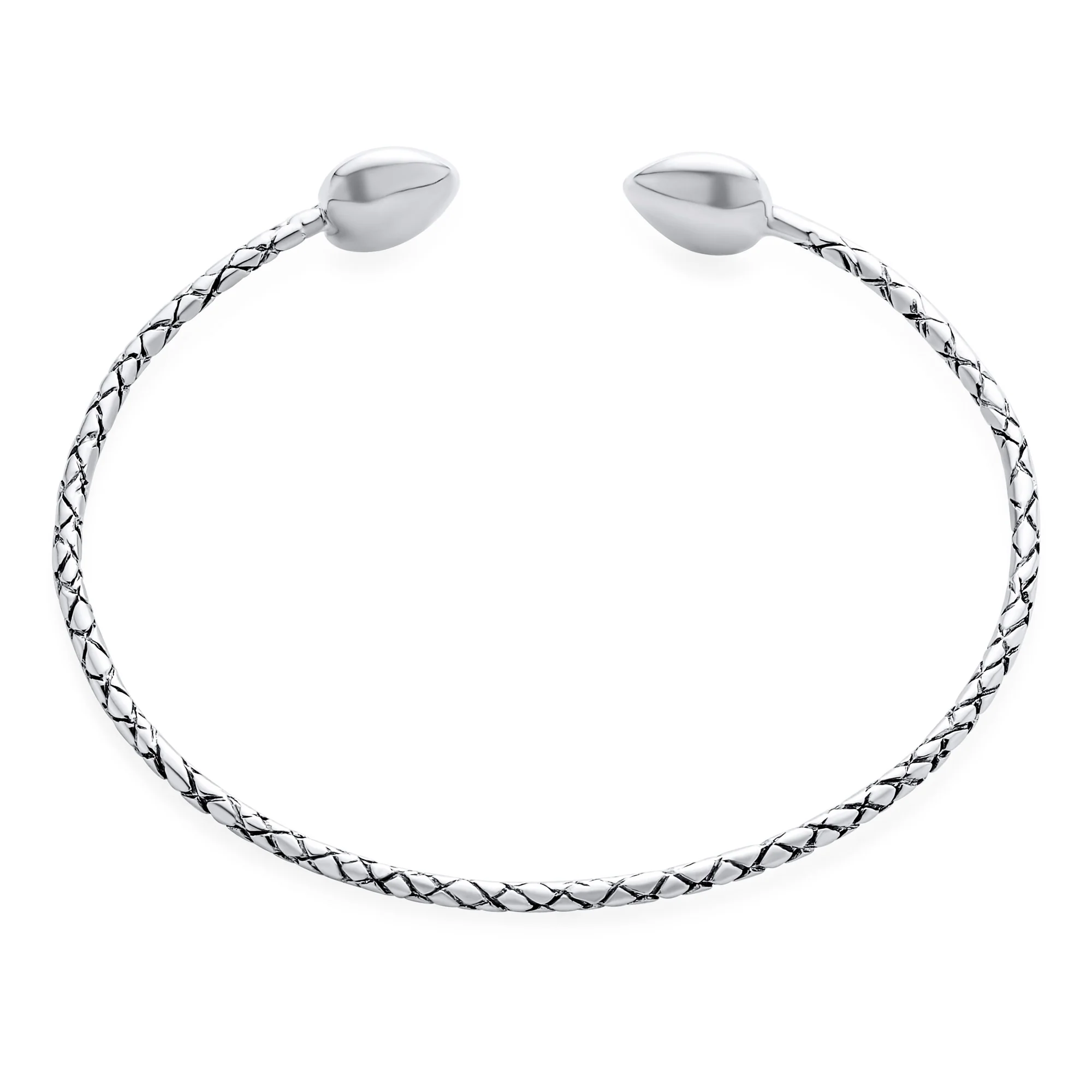 Set of 2 Boho Western Arrow Heart Tip Twist Stackable Bangle Bracelet Silver - Image 4