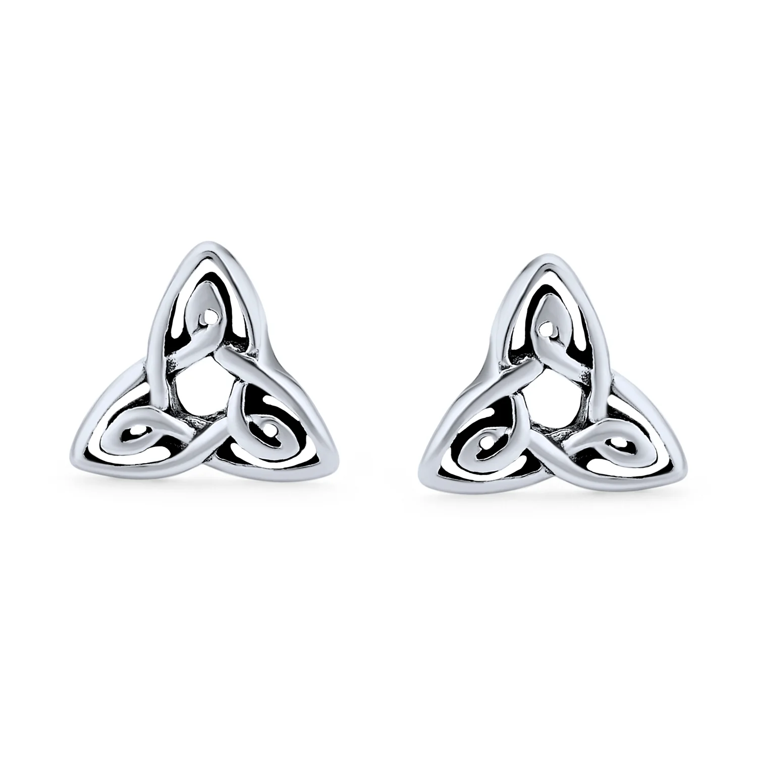 Set of 2 Celtic Infinity Knot & Round Triskele Stud Earrings Oxidized Silver - Image 4