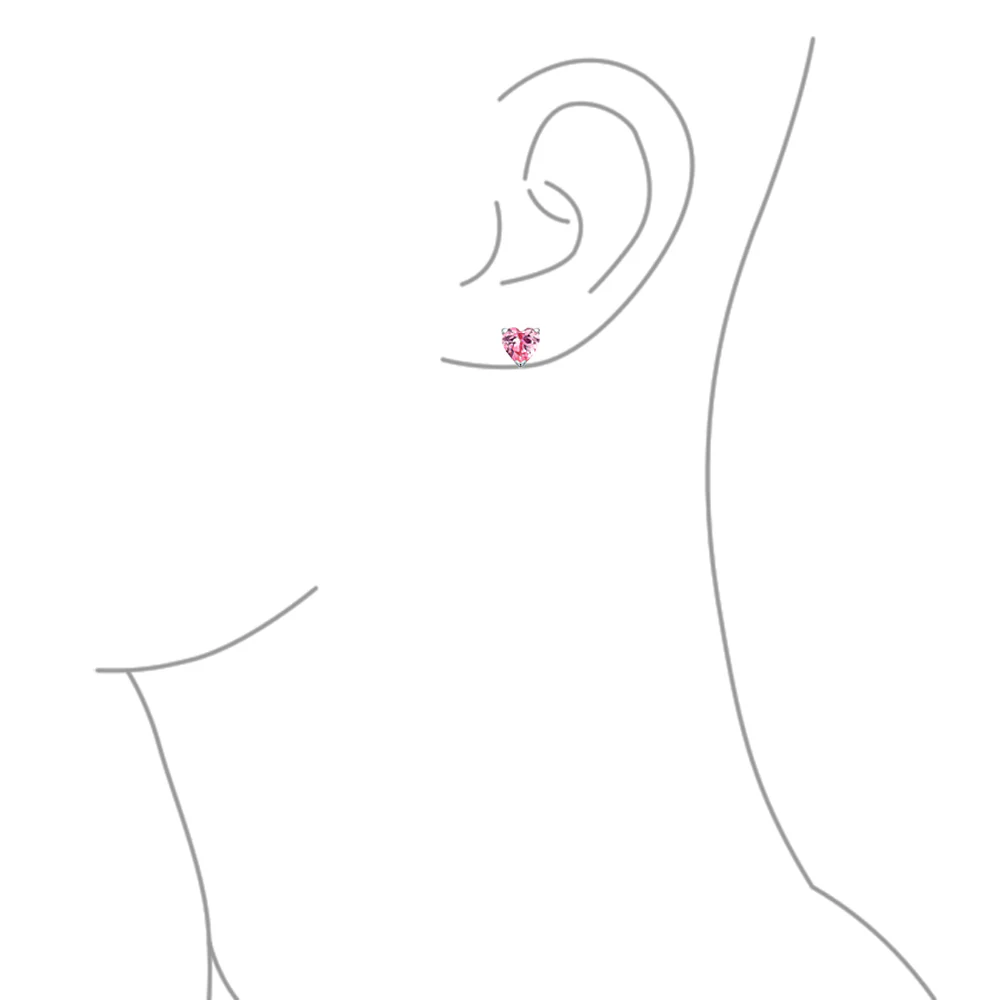 Set of 2 1CT Heart Shaped CZ Stud Earrings Rose Gold Plated Sterling Silver 7MM - Image 12