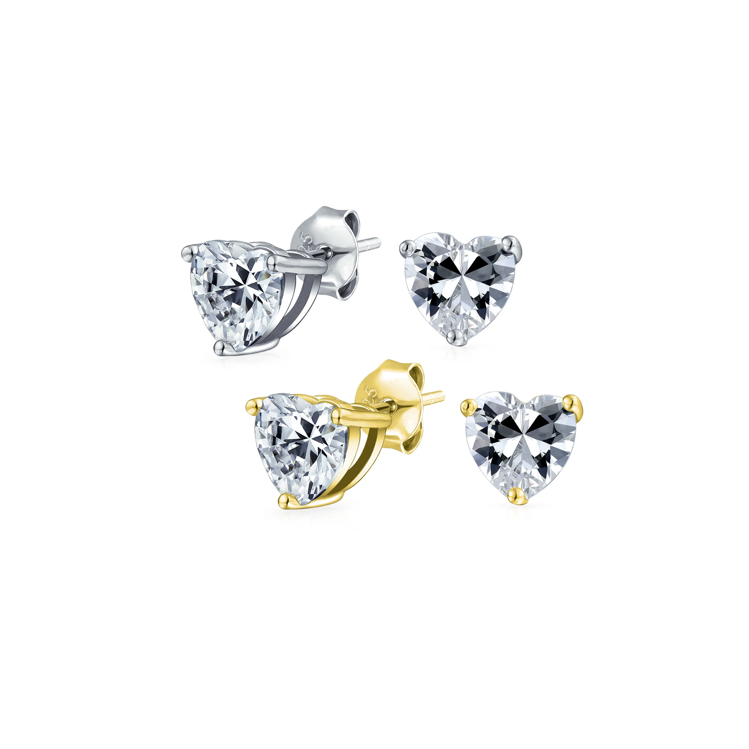Set of 2 1CT Heart Shaped CZ Stud Earrings Rose Gold Plated Sterling Silver 7MM - Image 5