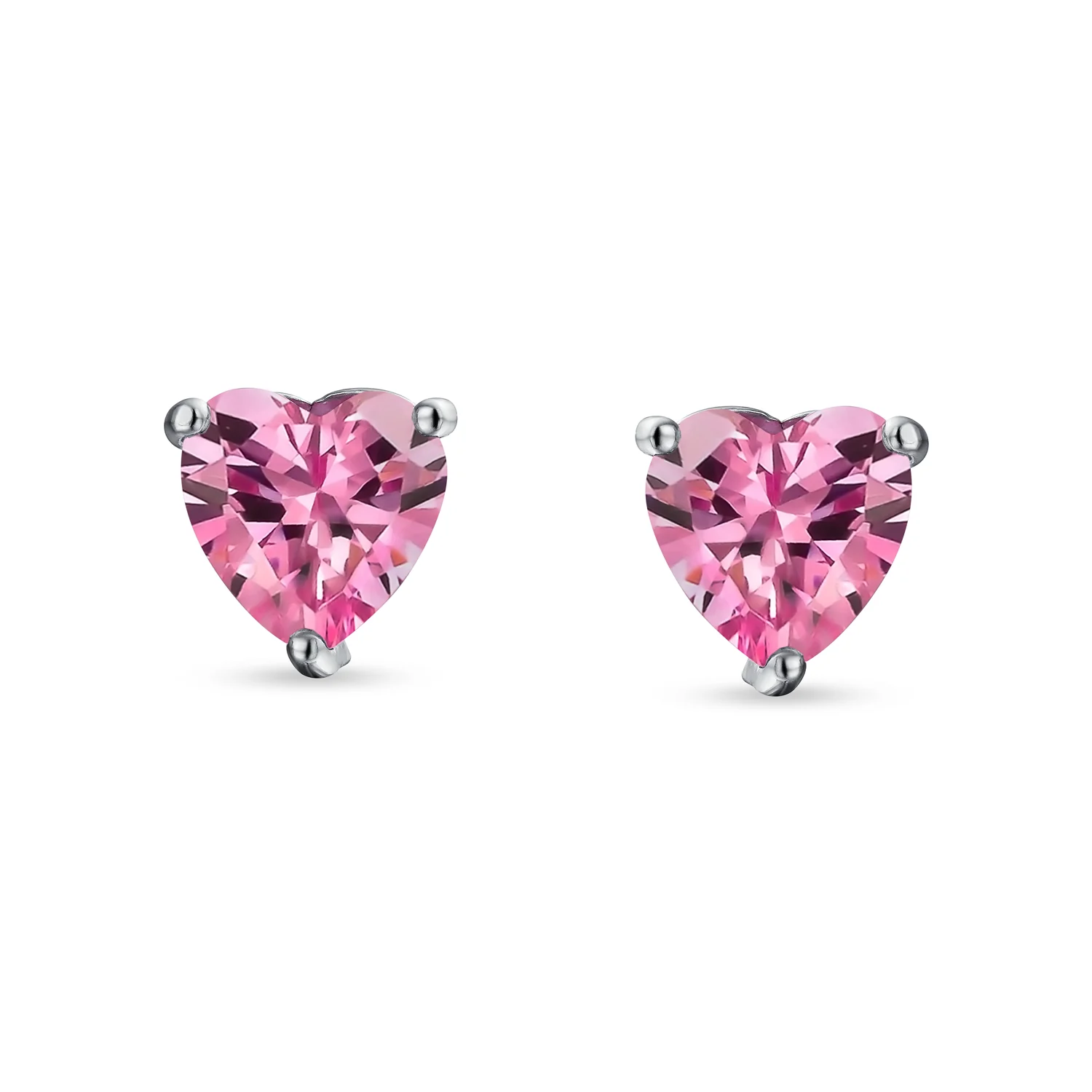 Set of 2 1CT Heart Shaped CZ Stud Earrings Rose Gold Plated Sterling Silver 7MM - Image 7