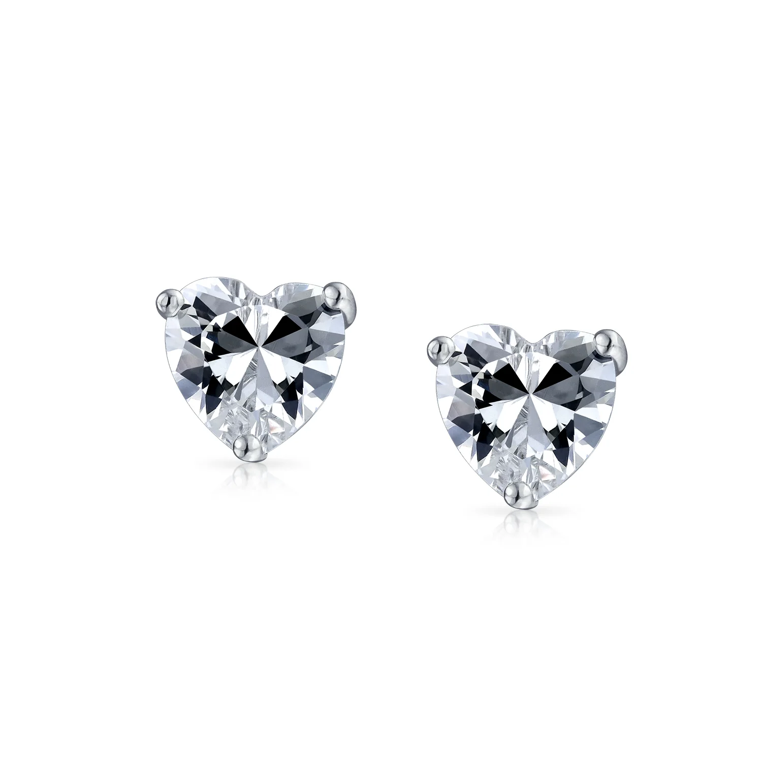 Set of 2 1CT Heart Shaped CZ Stud Earrings Rose Gold Plated Sterling Silver 7MM - Image 9