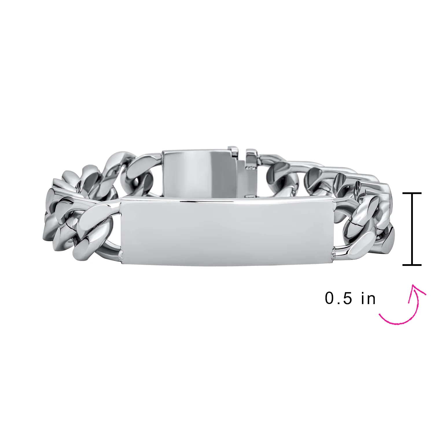 Set of 2 Cuban Link Chain ID Bracelet for Men Stainless Steel 8.5 Inch - Image 3