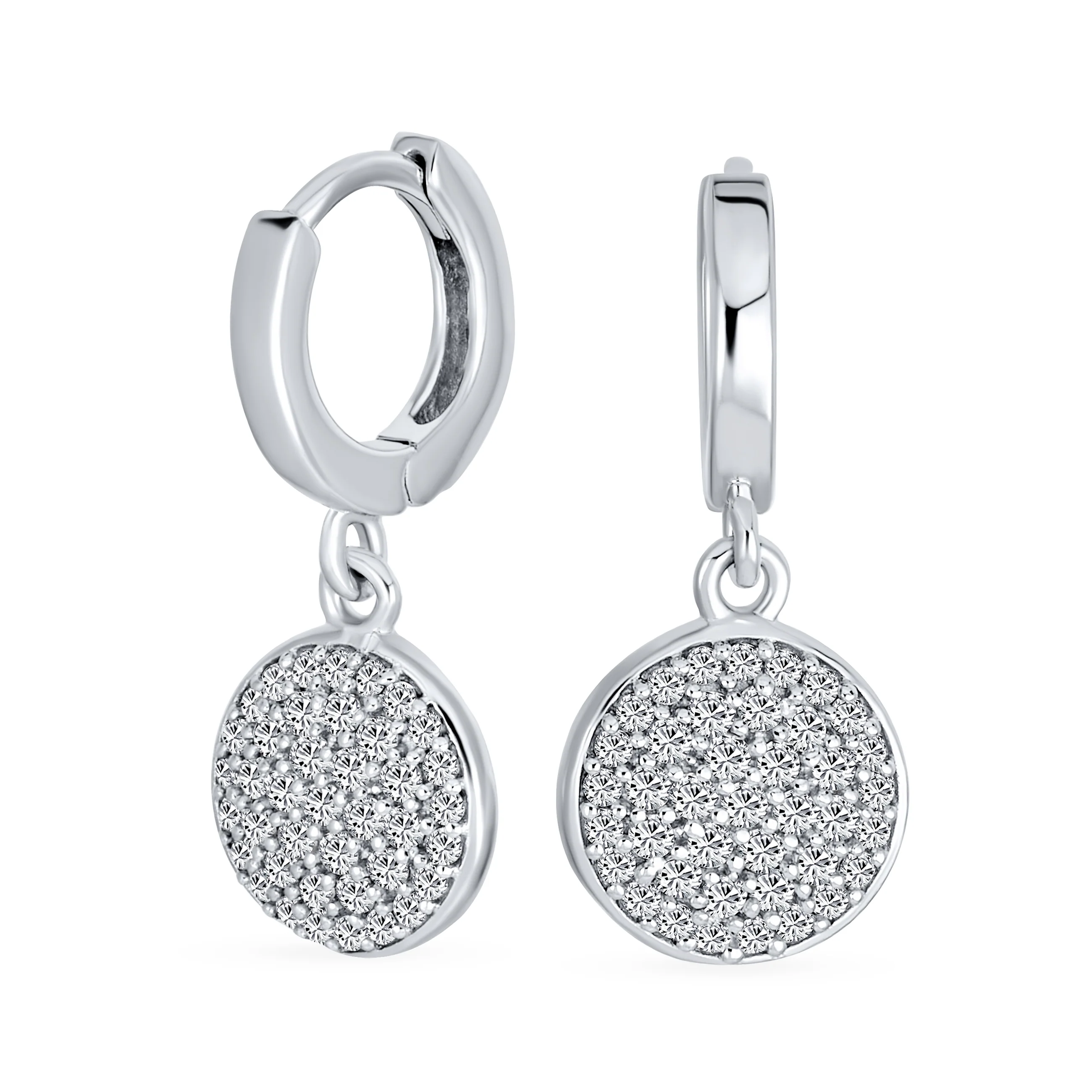 Set of 2 CZ Pave Circle & XO Crisscross Huggie Hoop Earrings Sterling Silver - Image 5