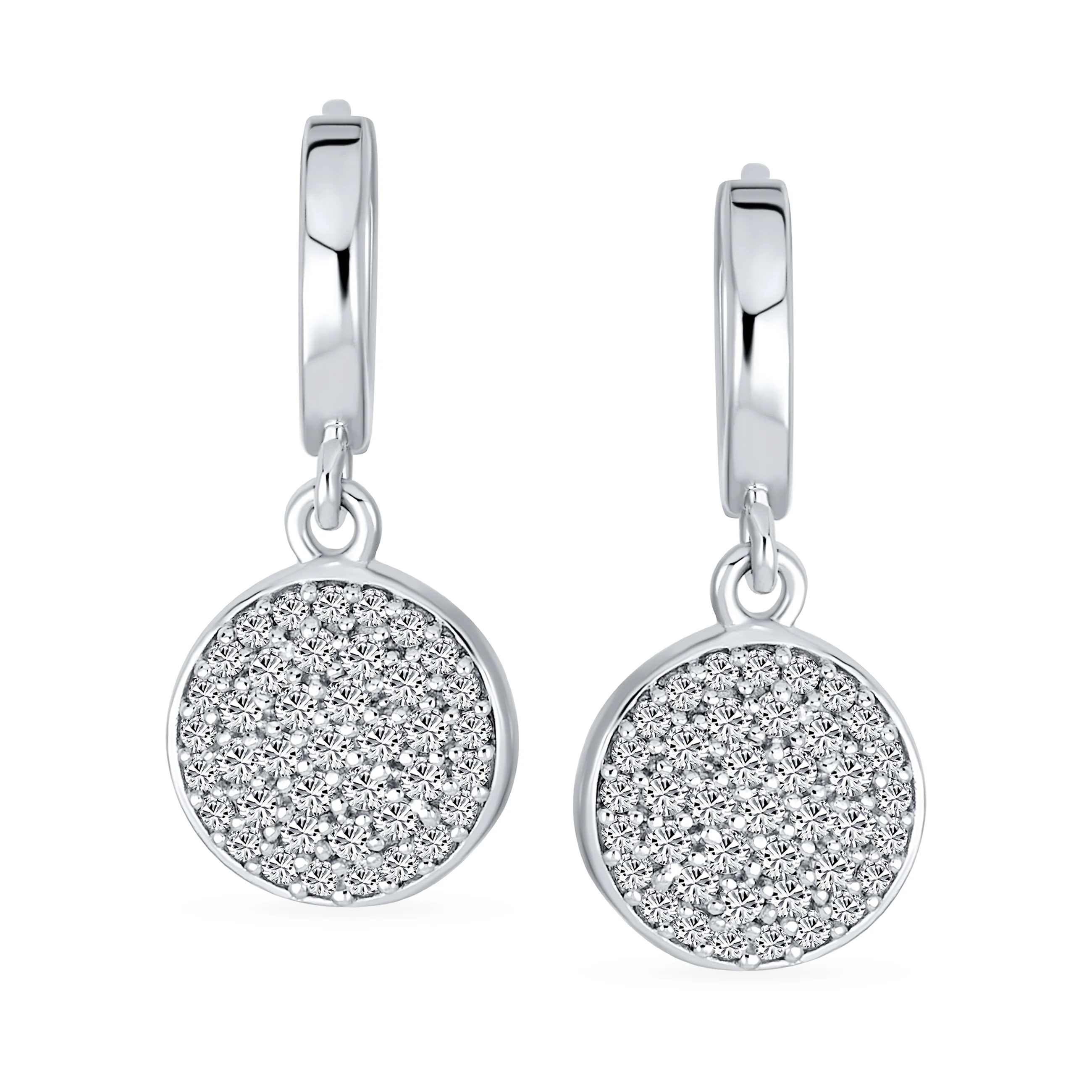 Set of 2 CZ Pave Circle & XO Crisscross Huggie Hoop Earrings Sterling Silver - Image 6