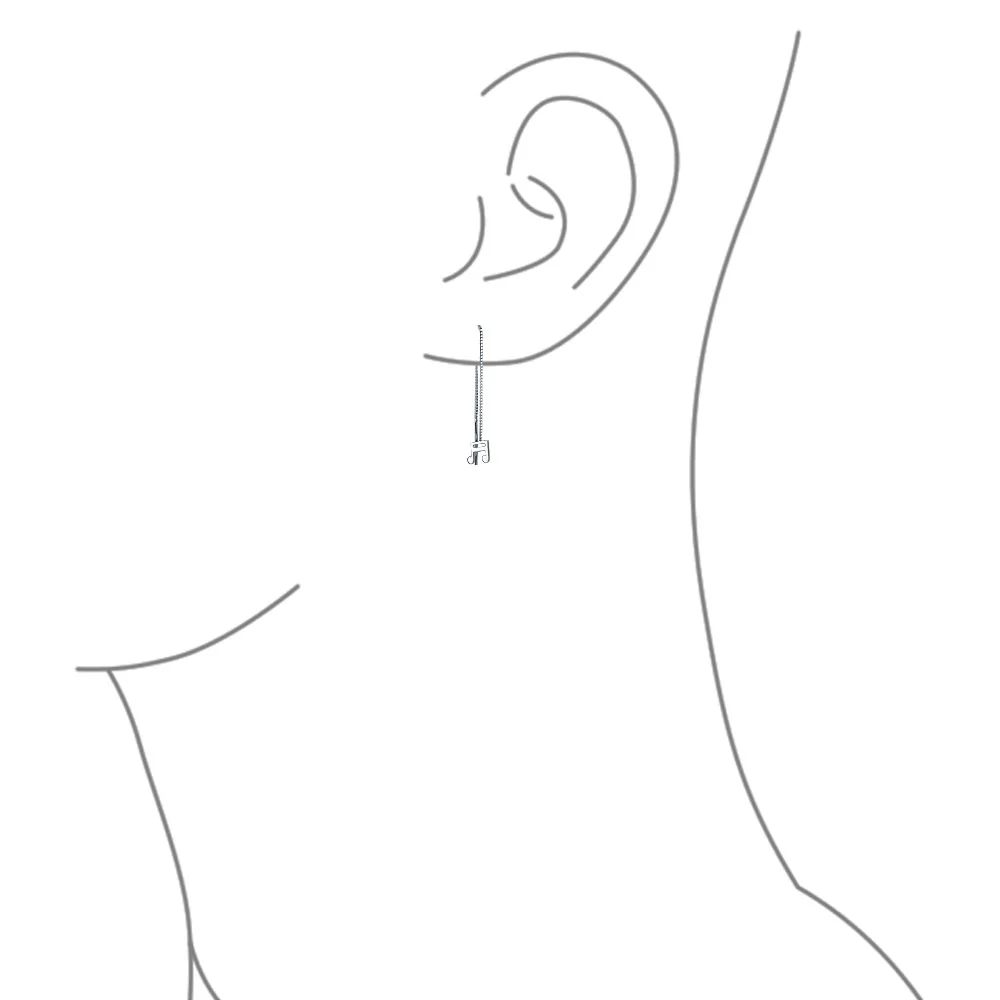Set of 2 Music Note Celestial Star Long Chain Threader Dangle Earrings Silver - Image 3