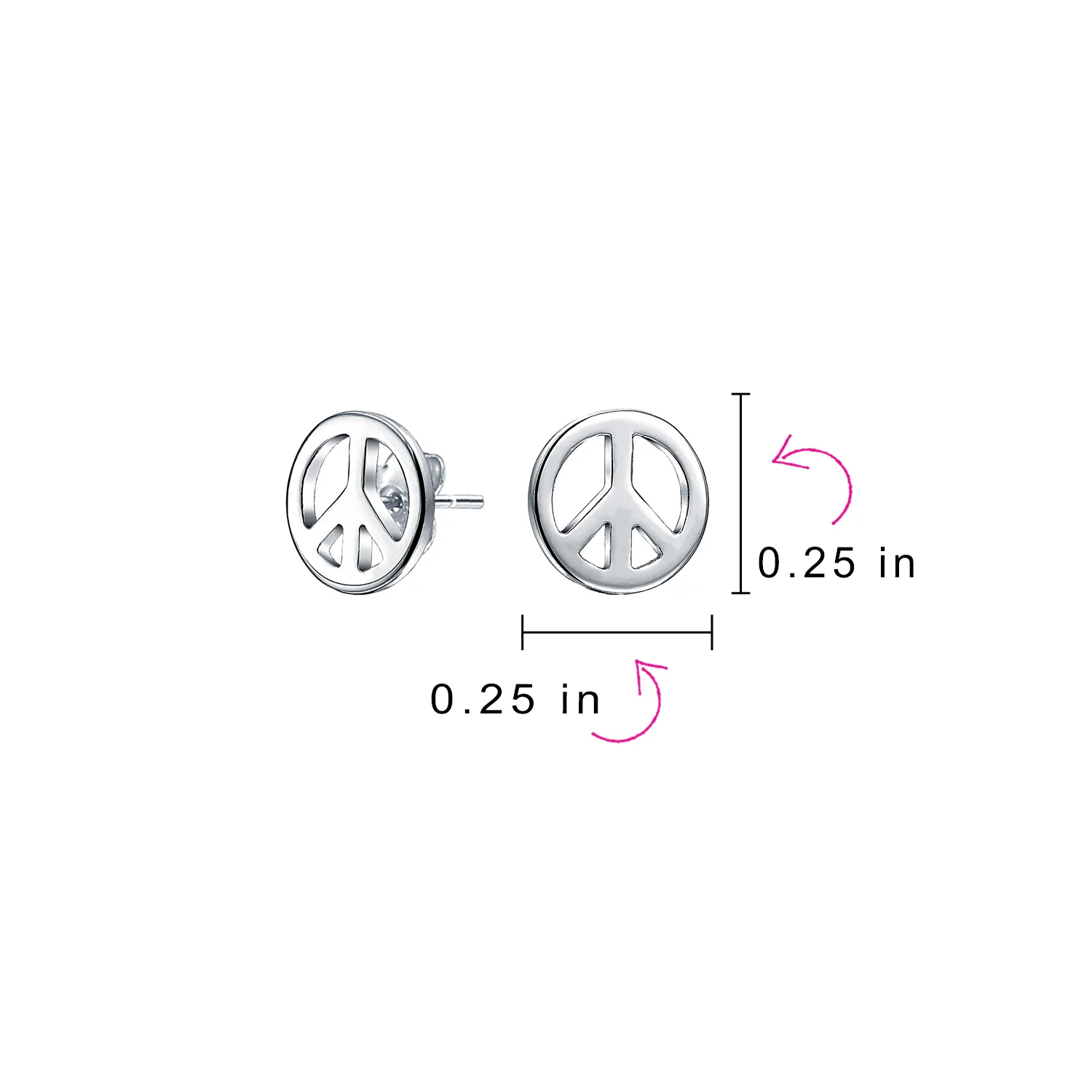 Set of 2 Dainty World Peace Sign Stud Earrings Gold Plated Sterling Silver - Image 4