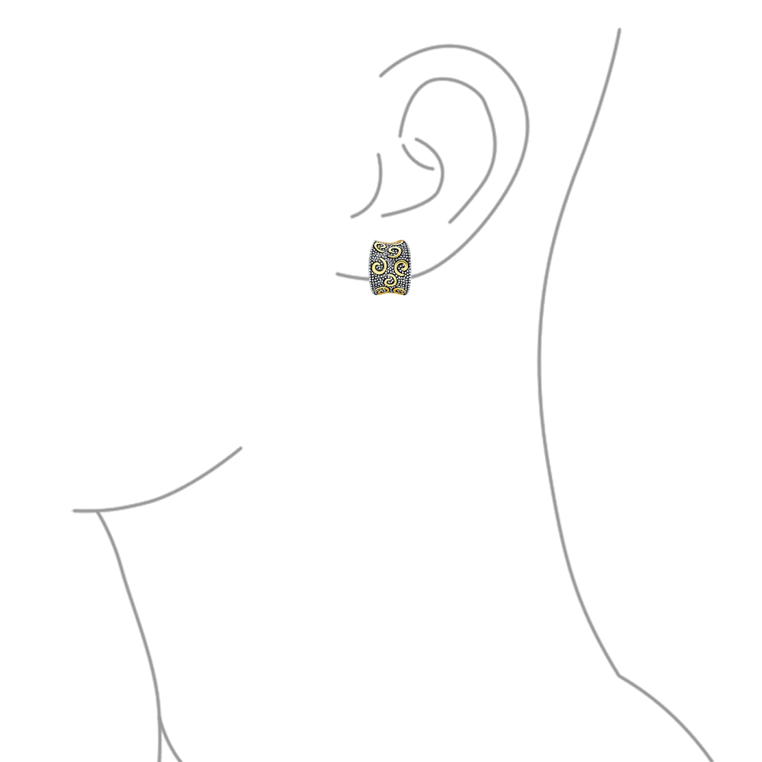 Set of 2 Greek & Bali Swirl Clip-On Earrings Half Hoop Gold - Image 4