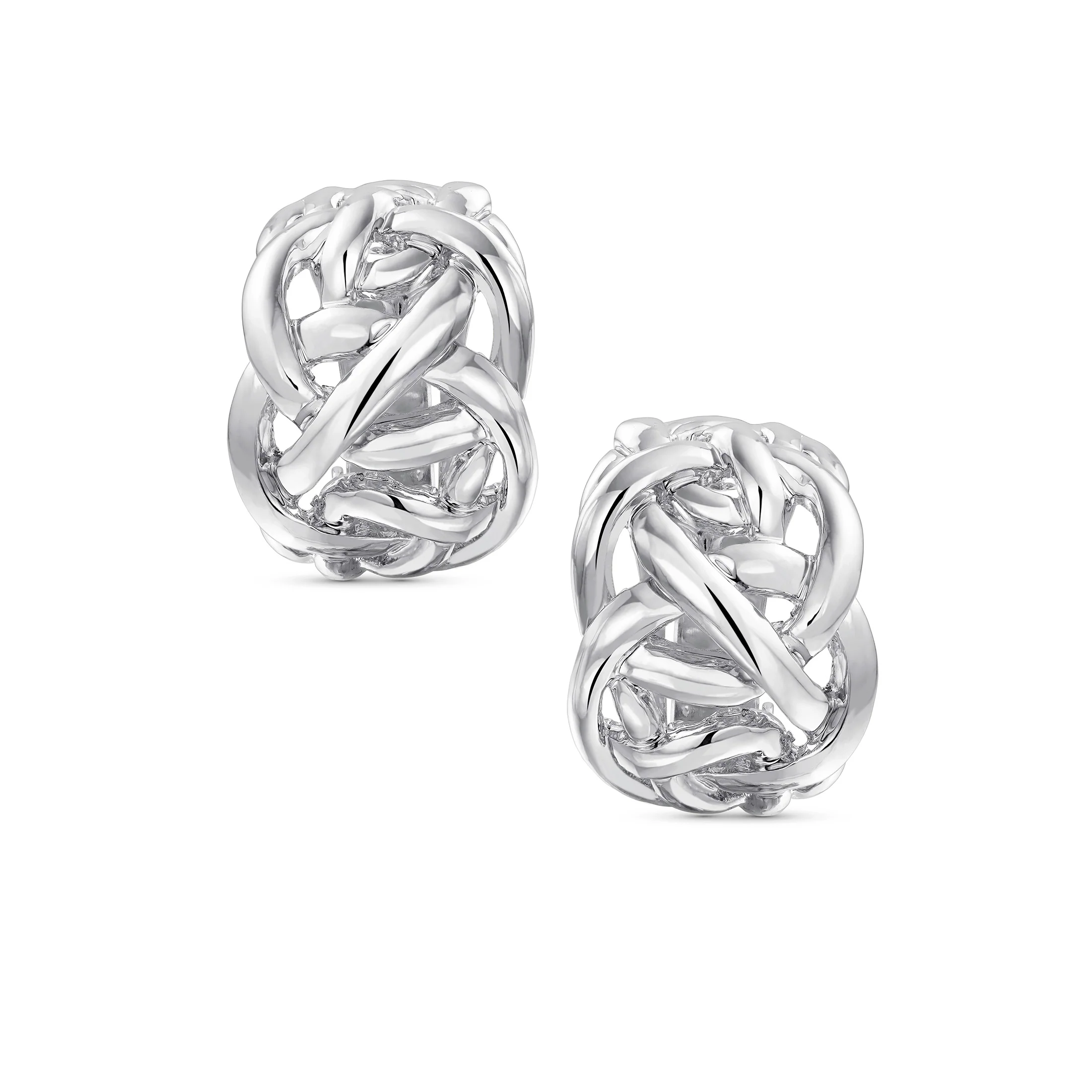Set of 2 Celtic Love Knot Clip-On Earrings Silver Gold Plate - Image 2